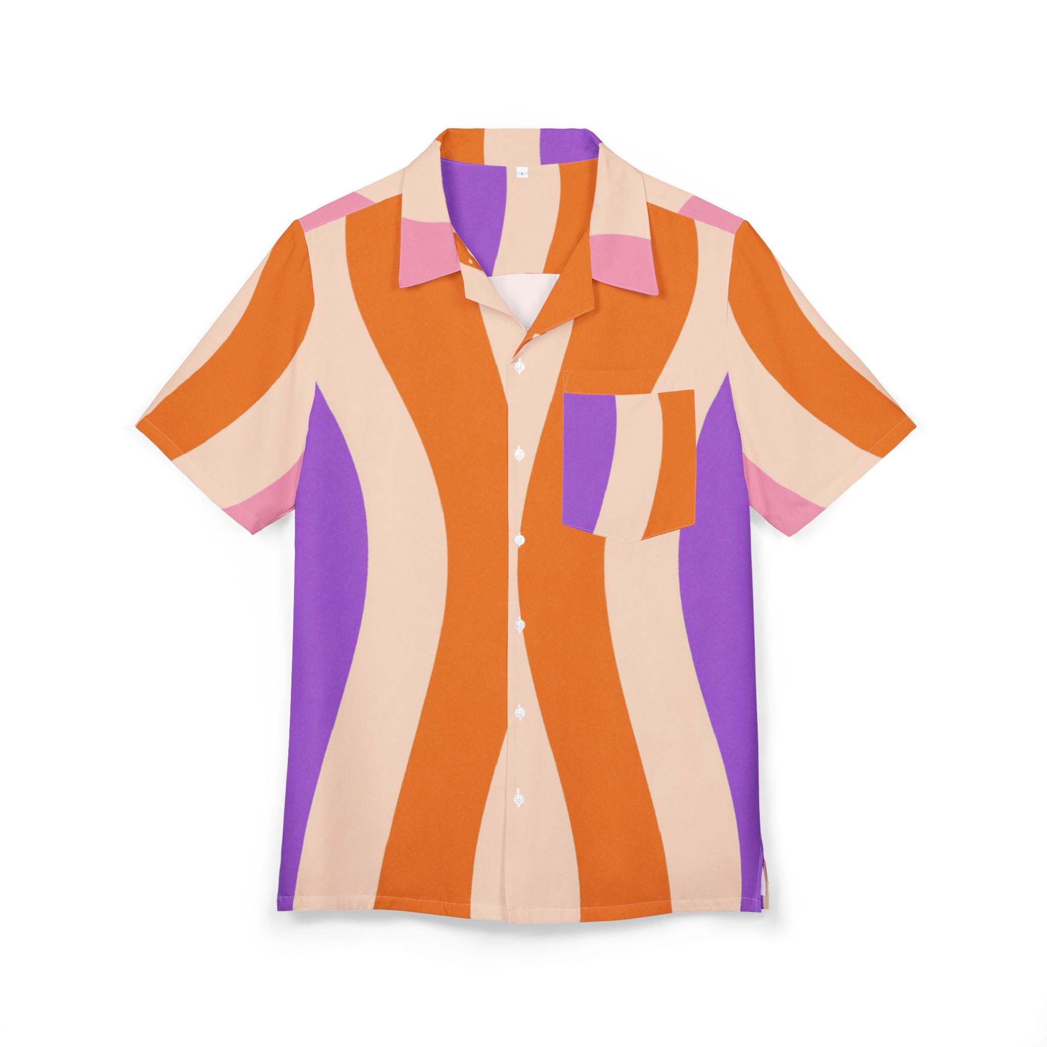 Men's Hawaiian Shirt Ritmo y flujo en curvas de colores