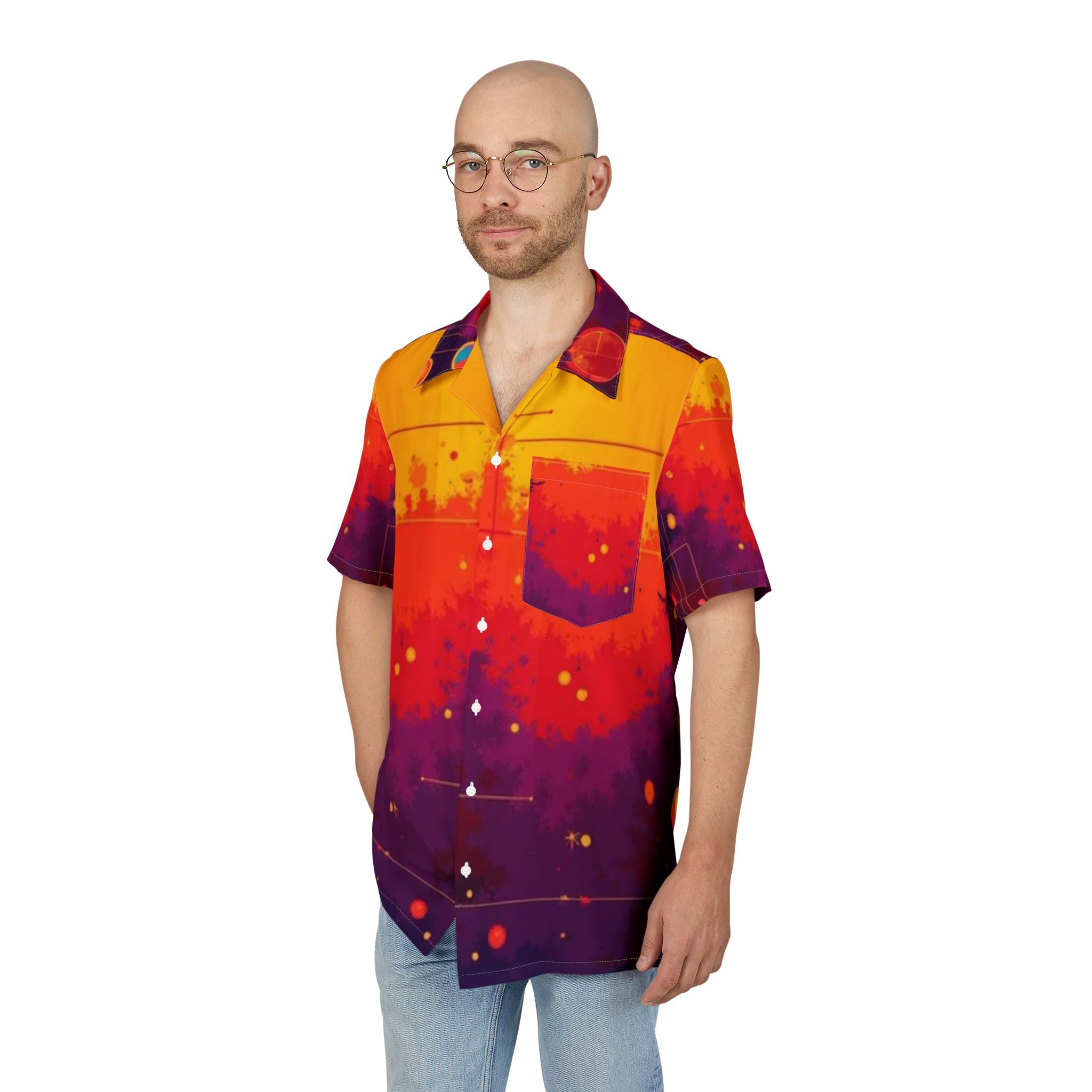 Men's Hawaiian Shirt Redes cósmicas en un crepúsculo infinito