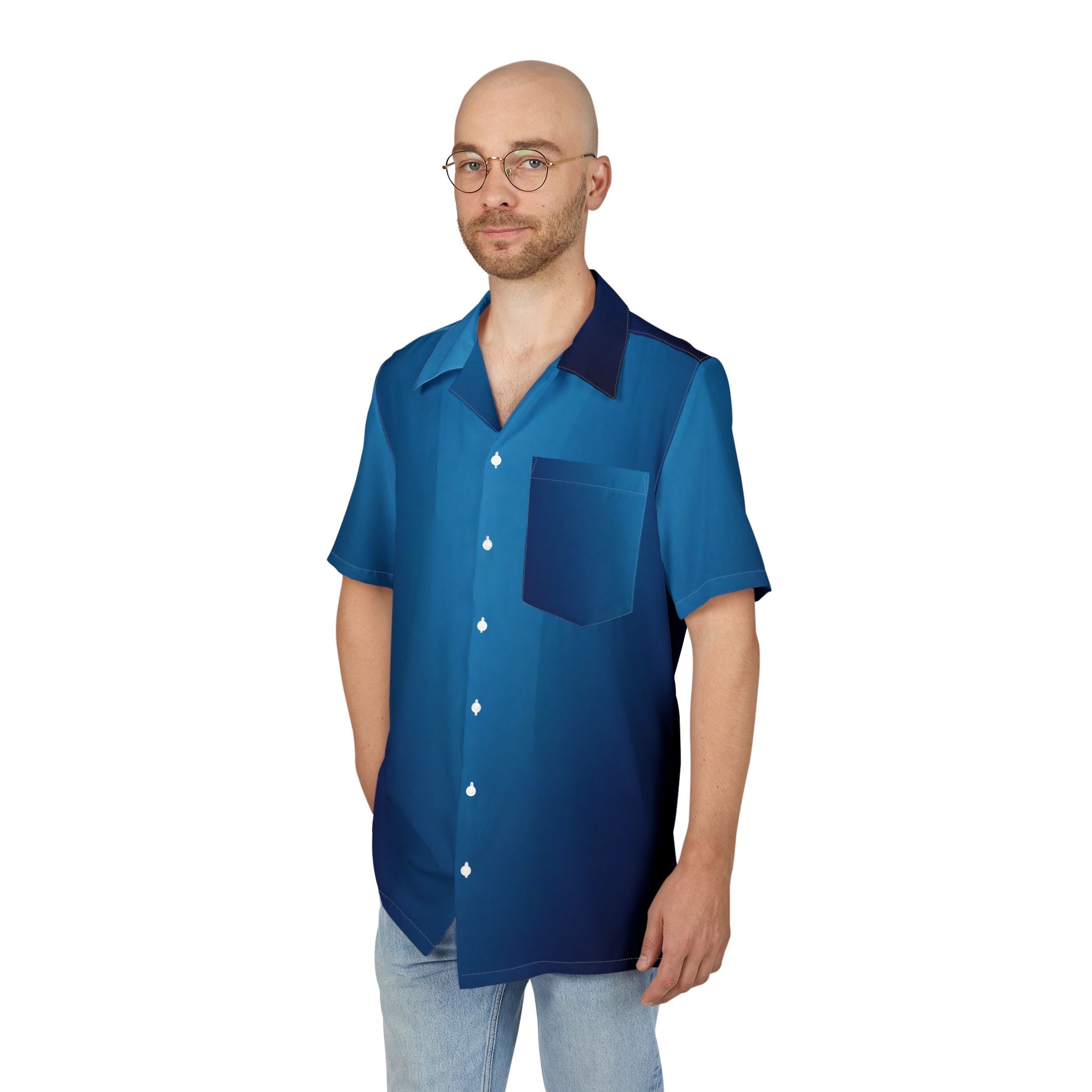 Camisa Hawaiana Azul Profundo: Un Viaje a la Tranquilidad