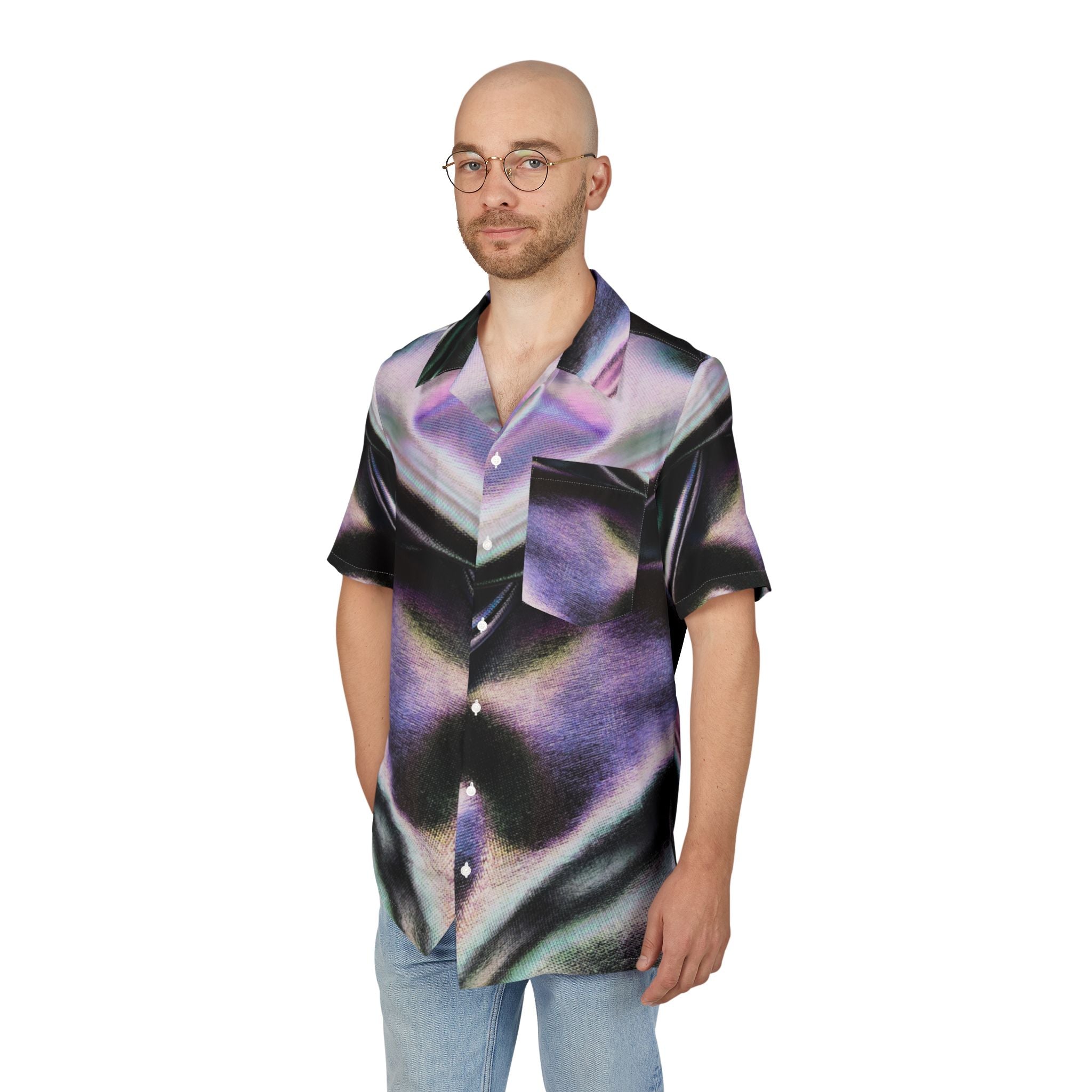 Camisa Hawaiana Reflejos Cromáticos en Seda