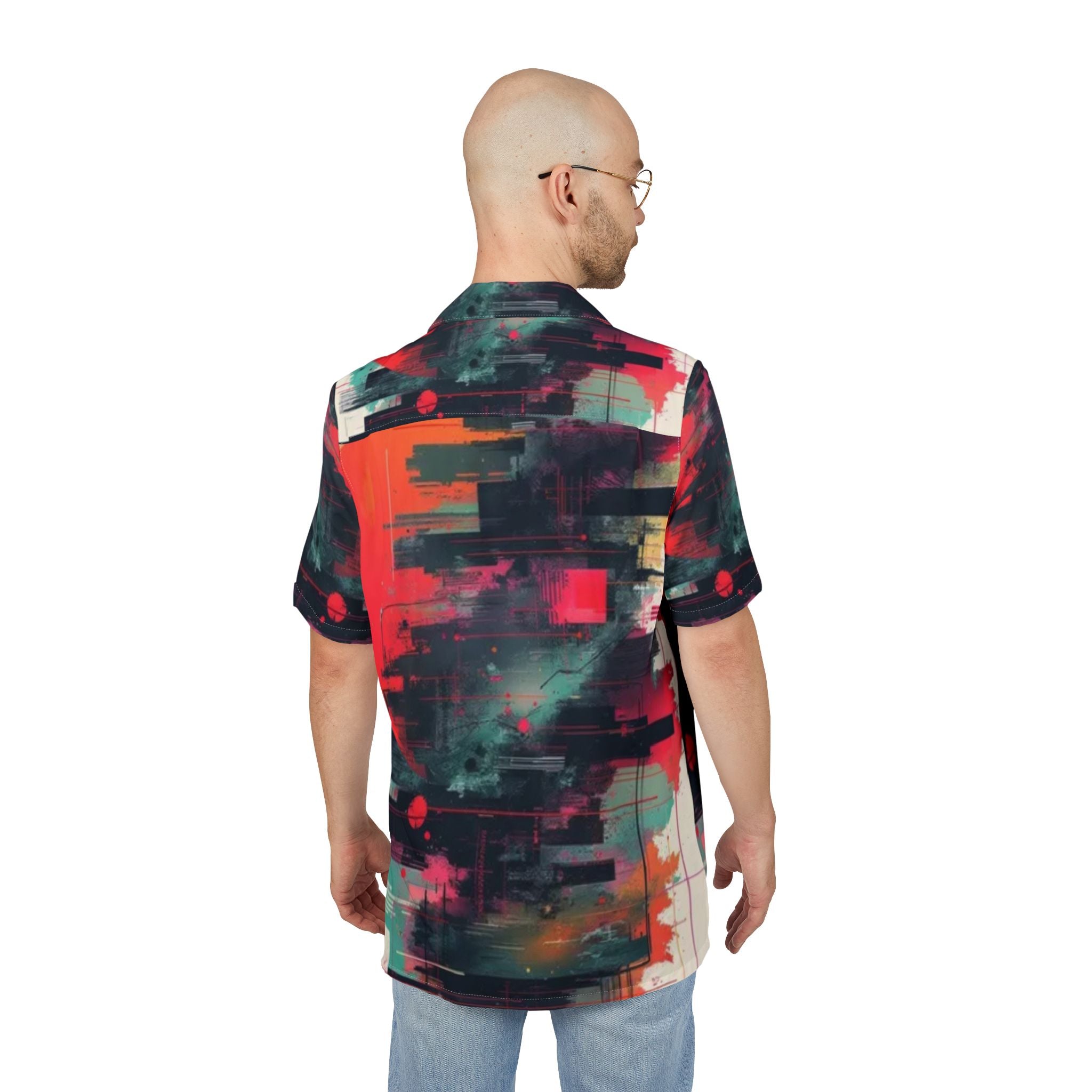 Men's Hawaiian Shirt Amanecer entre Ruinas Digitales