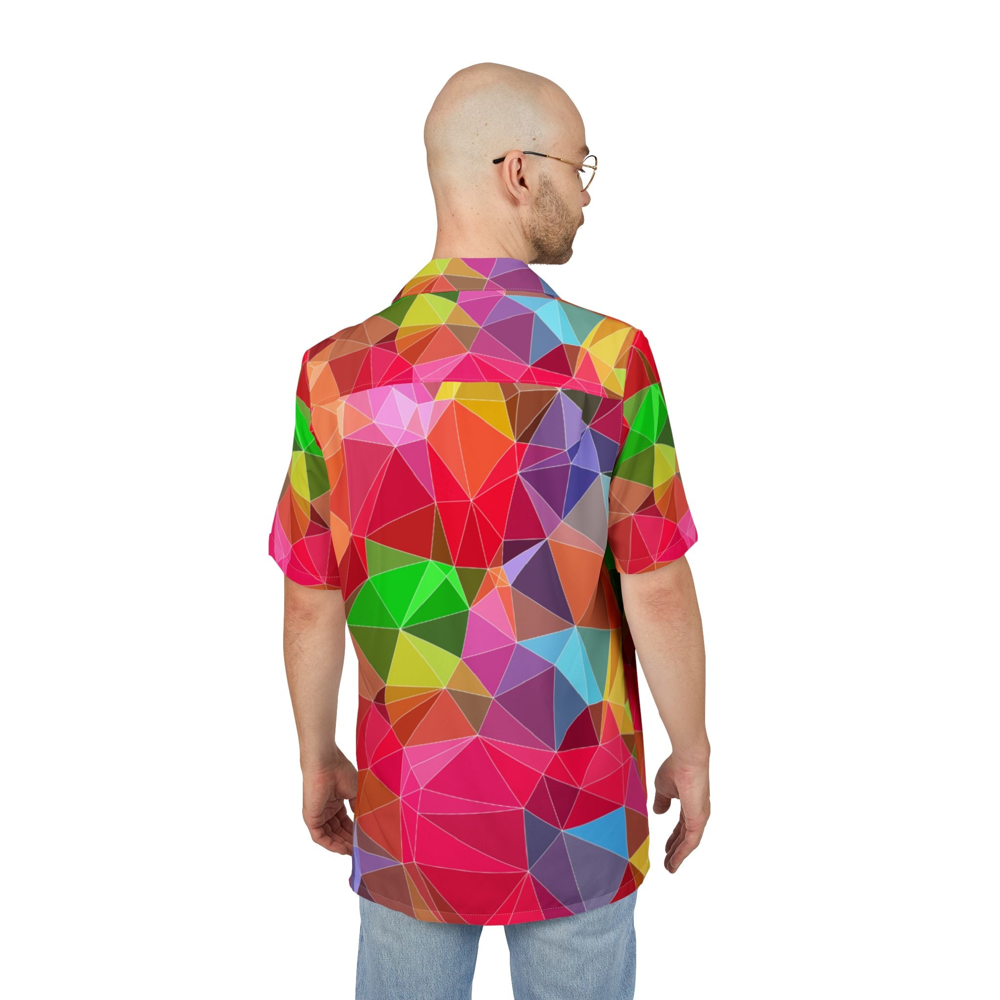 Men's Hawaiian Shirt Fragmentos de Color en Sinfonía Geométrica
