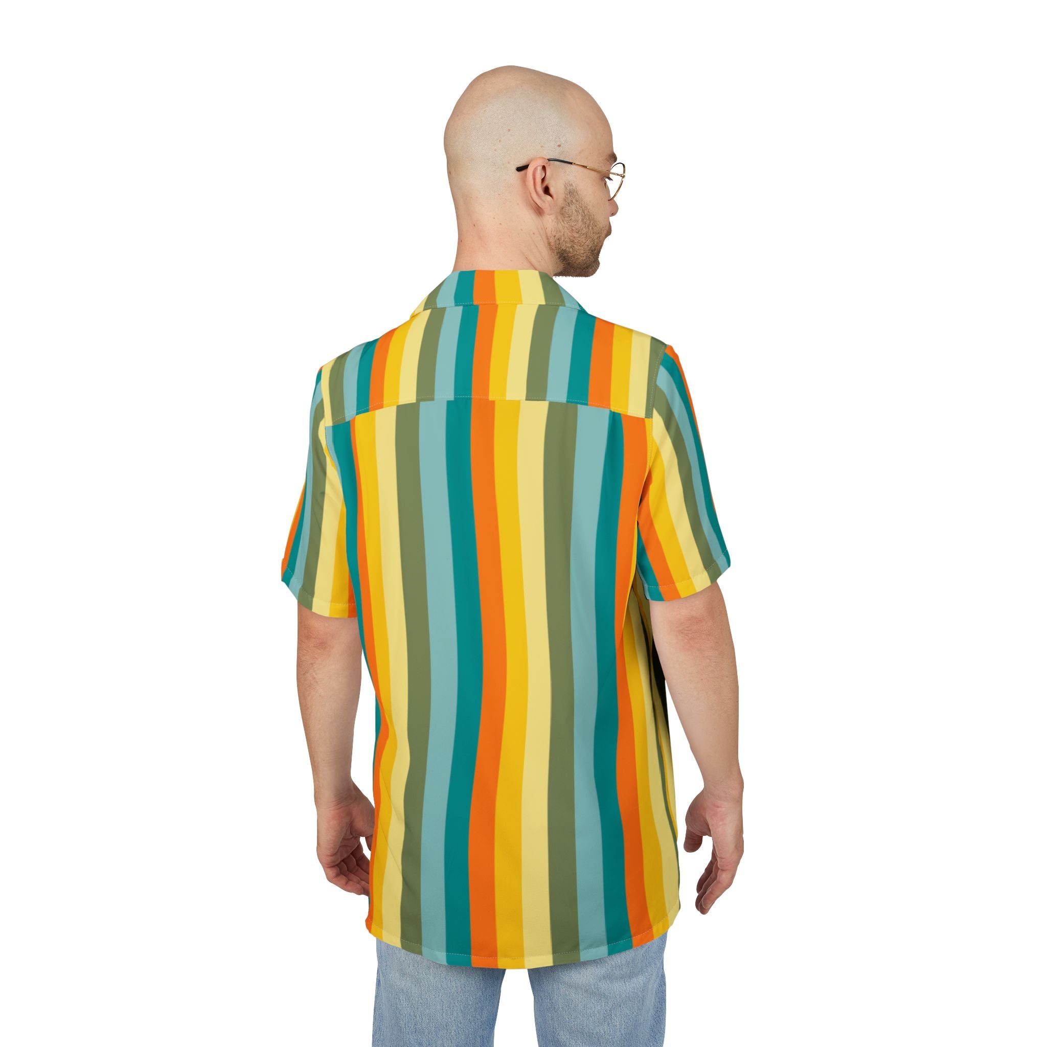 Men's Hawaiian Shirt Ritmo de Color en Líneas Verticales