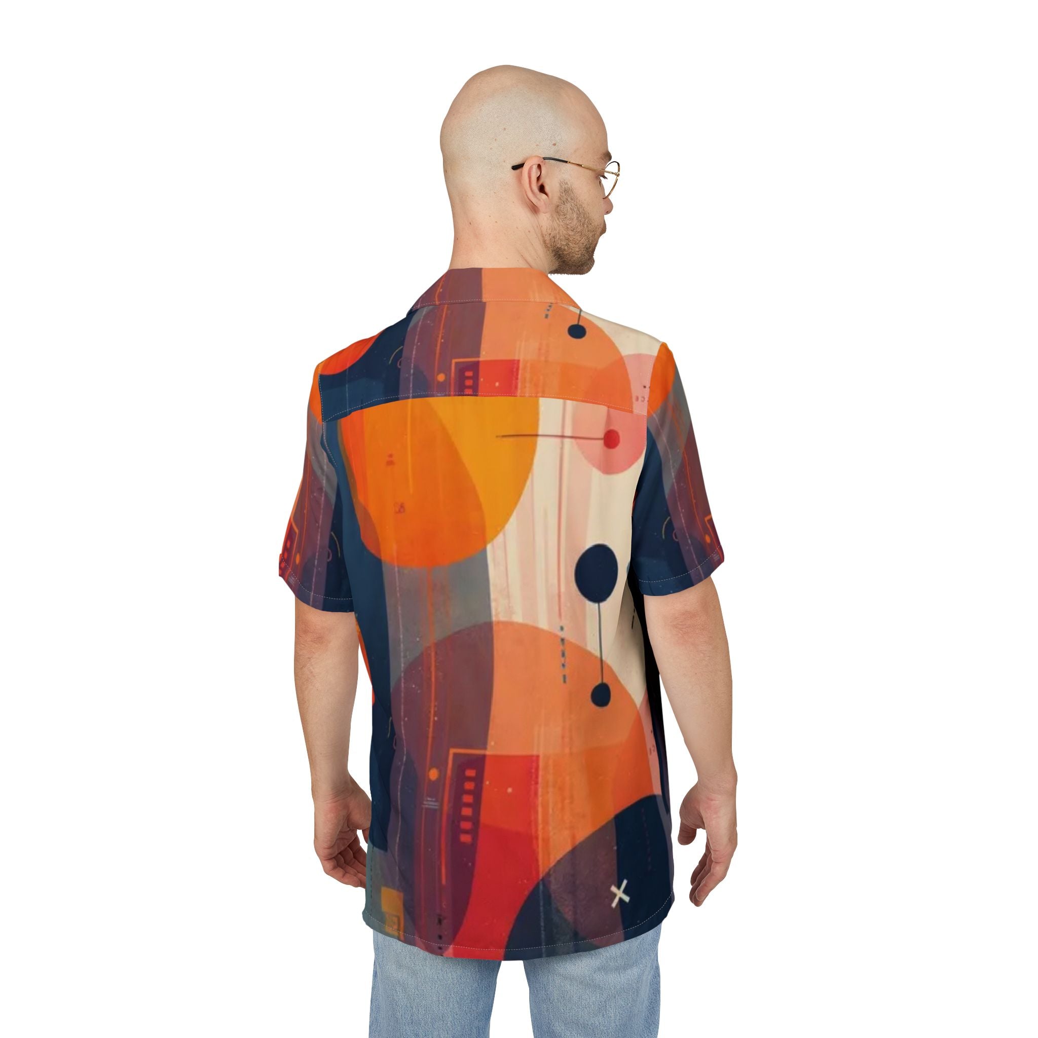 Men's Hawaiian Shirt Círculos y Sombras en la Abstracción Vibrante