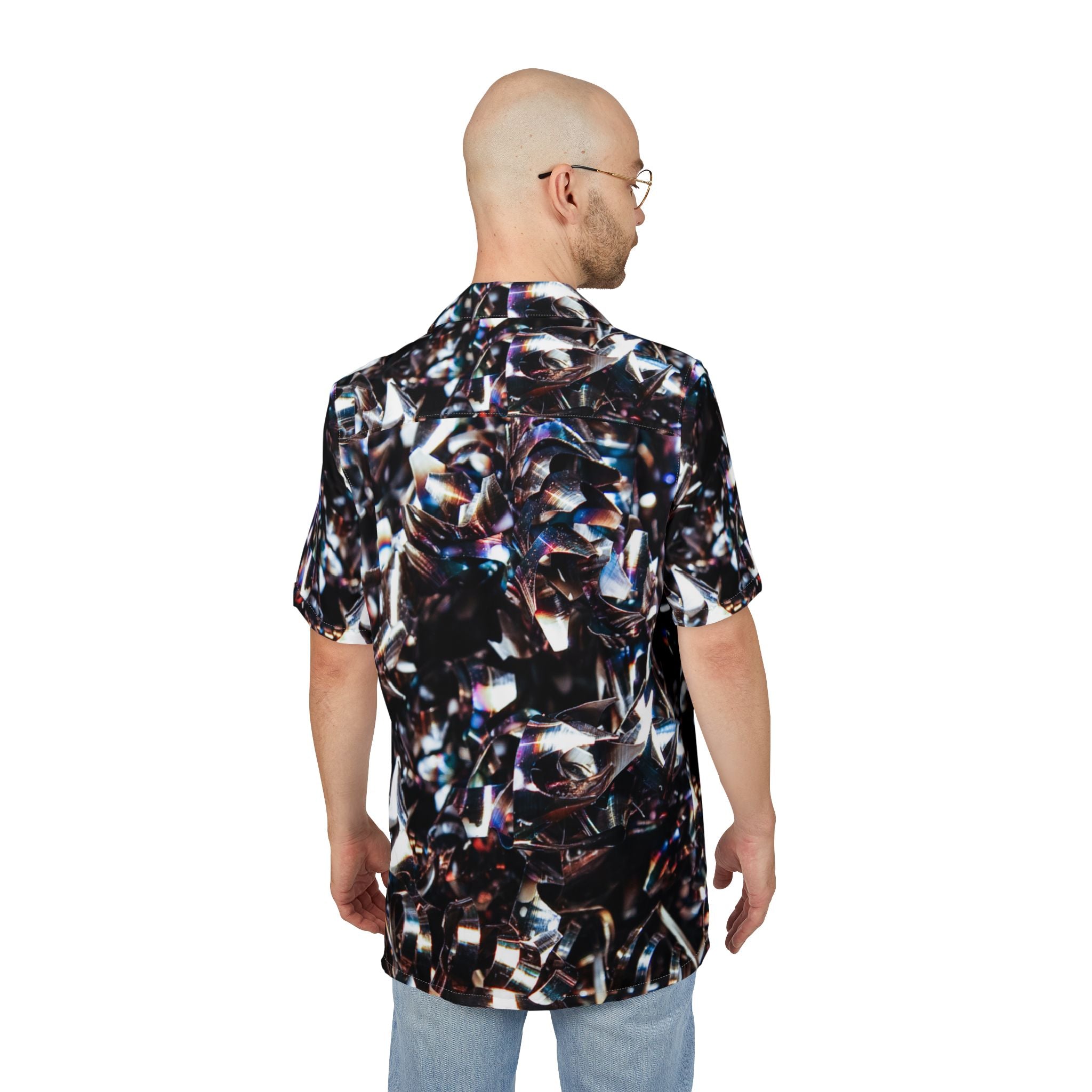 Men's Hawaiian Shirt Destellos de Acero: Fragmentos de Reflejos