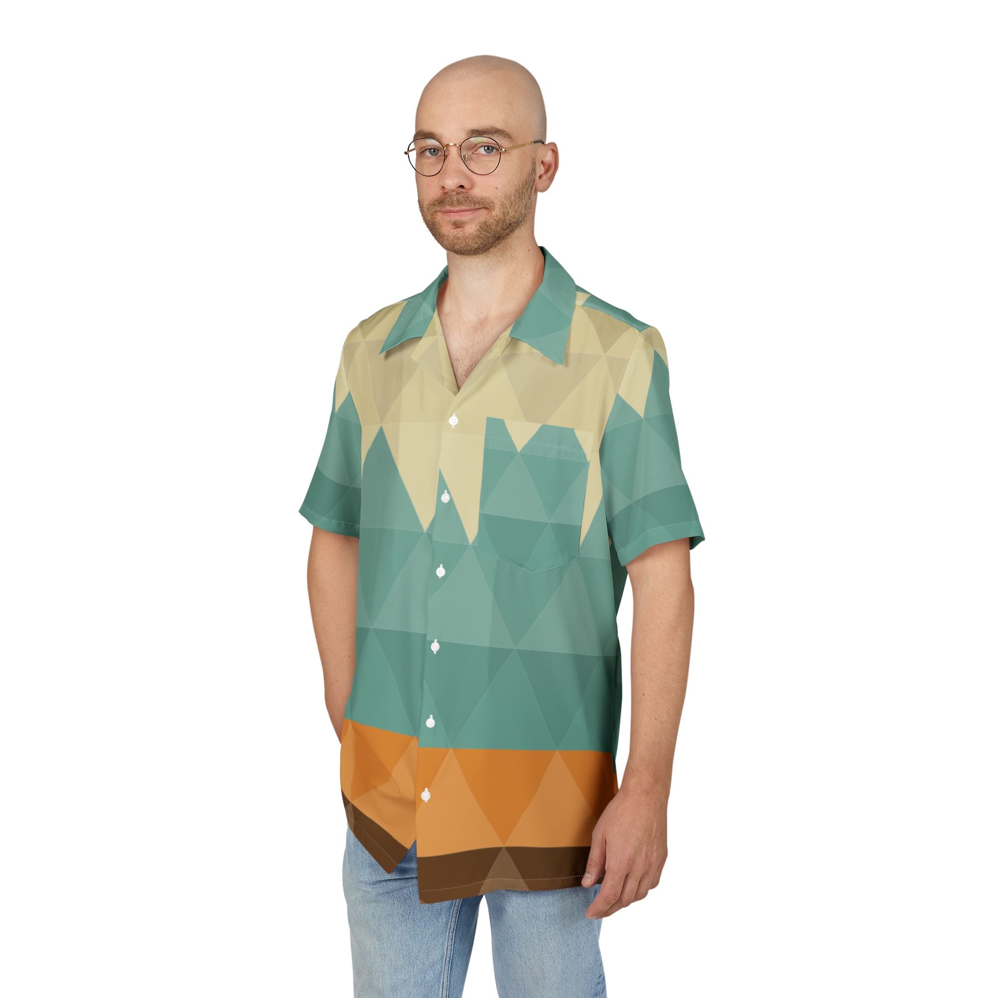 Men's Hawaiian Shirt Geometría de horizontes y matices