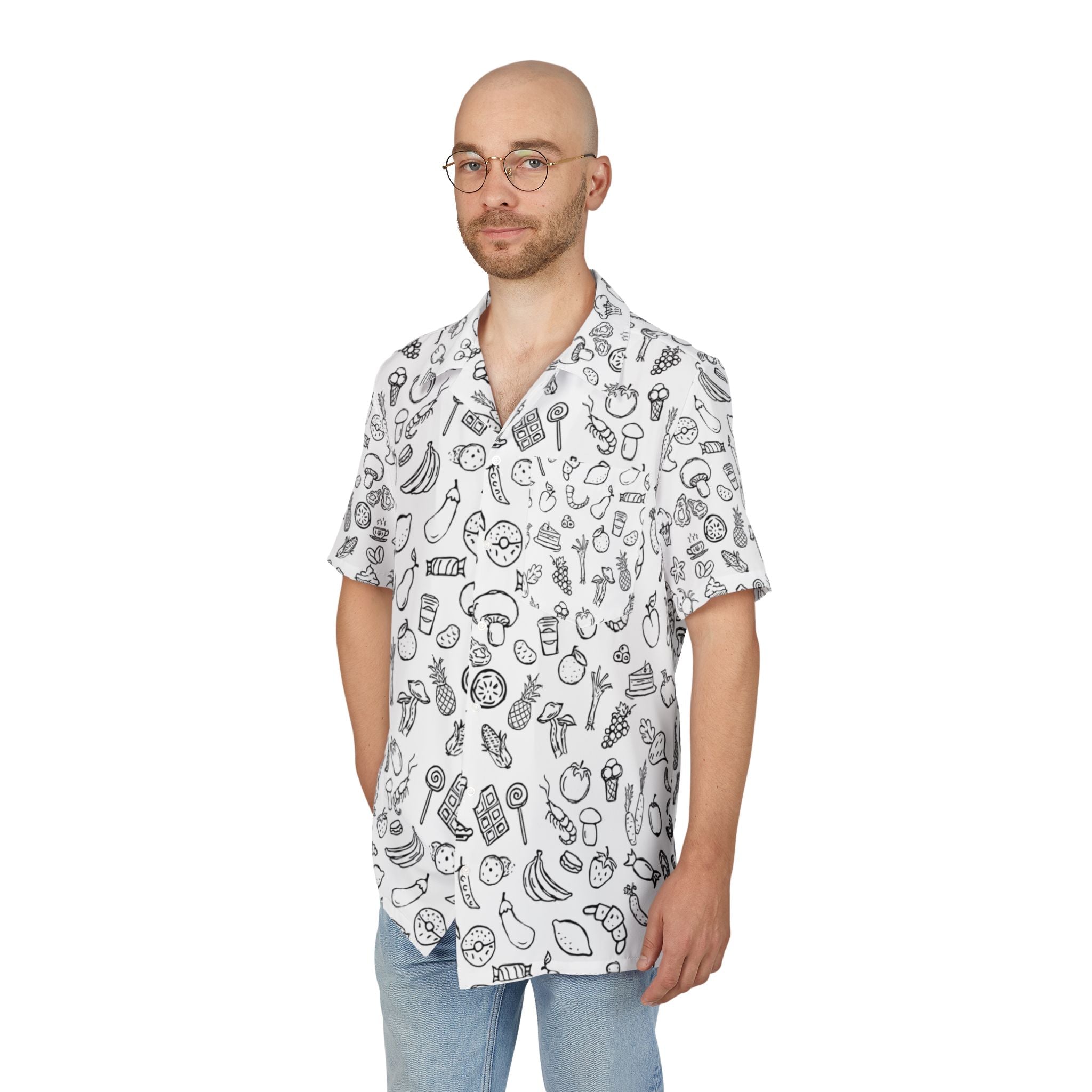 Men's Hawaiian Shirt Cornucopia de Sabores y Formas: Un Festín Visual