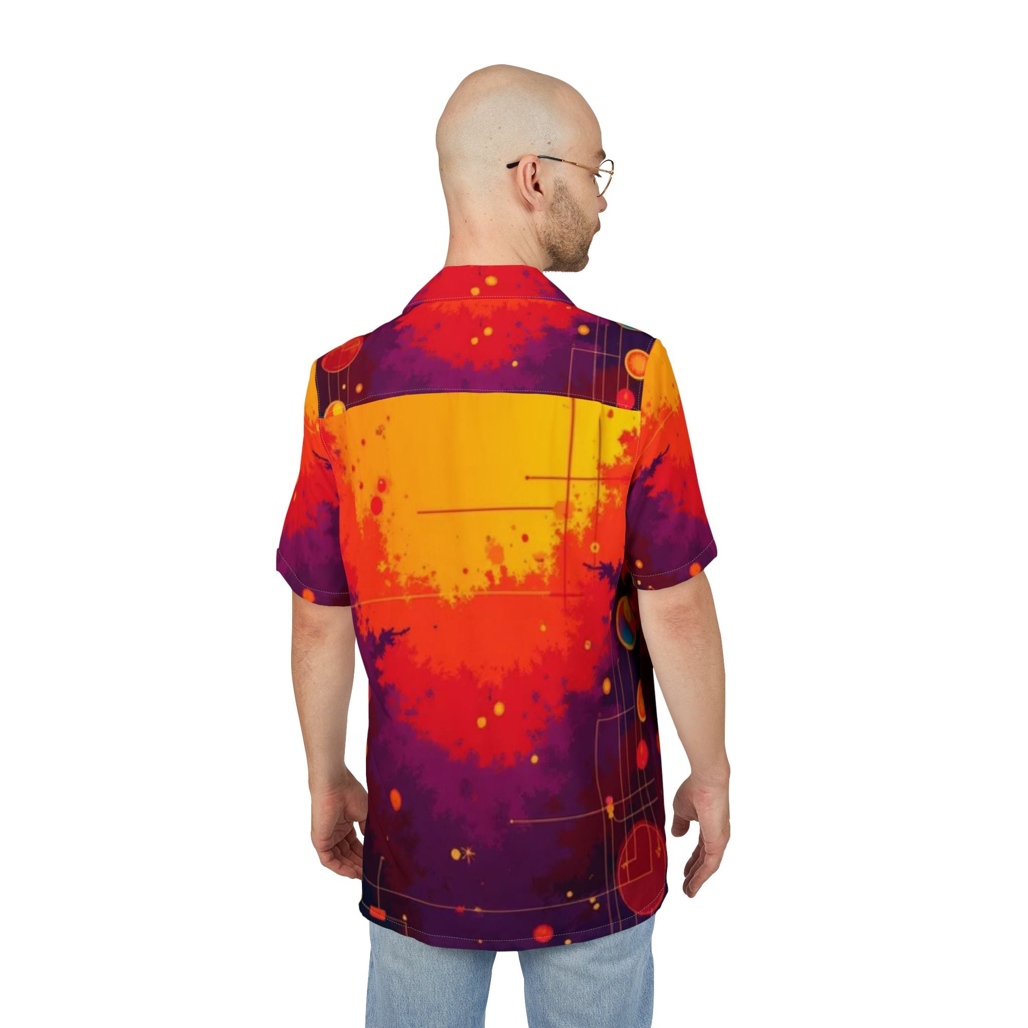Men's Hawaiian Shirt Redes cósmicas en un crepúsculo infinito