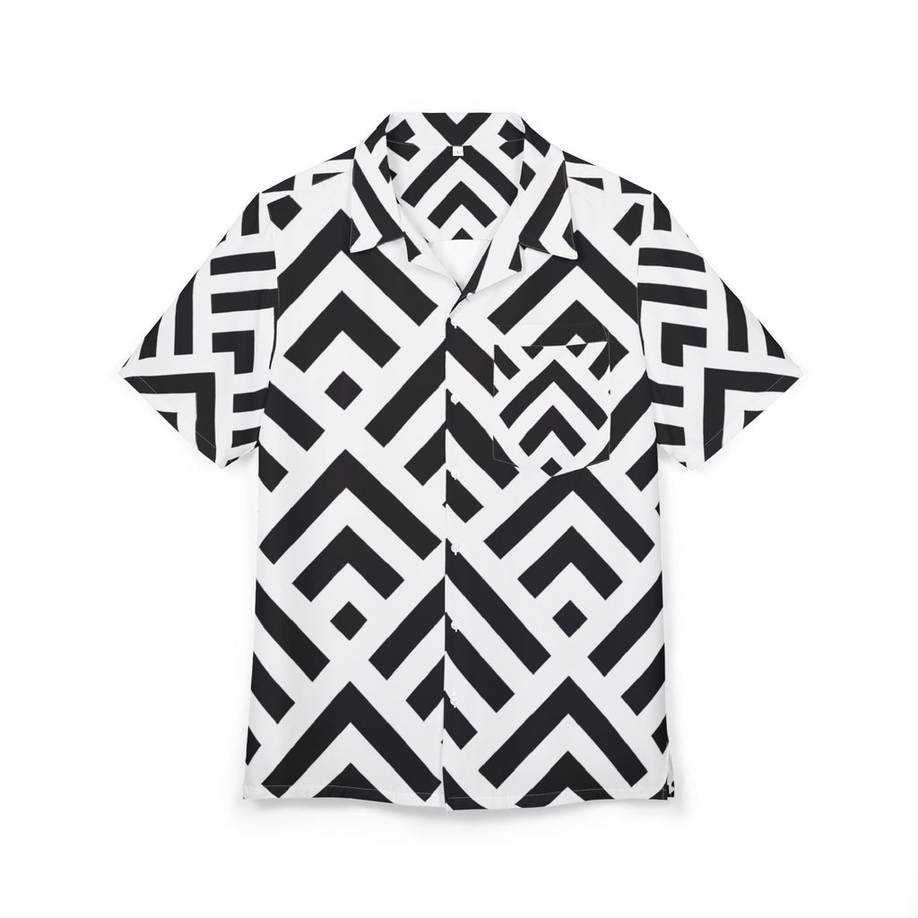 Men's Hawaiian Shirt Laberinto de Flechas en Blanco y Negro