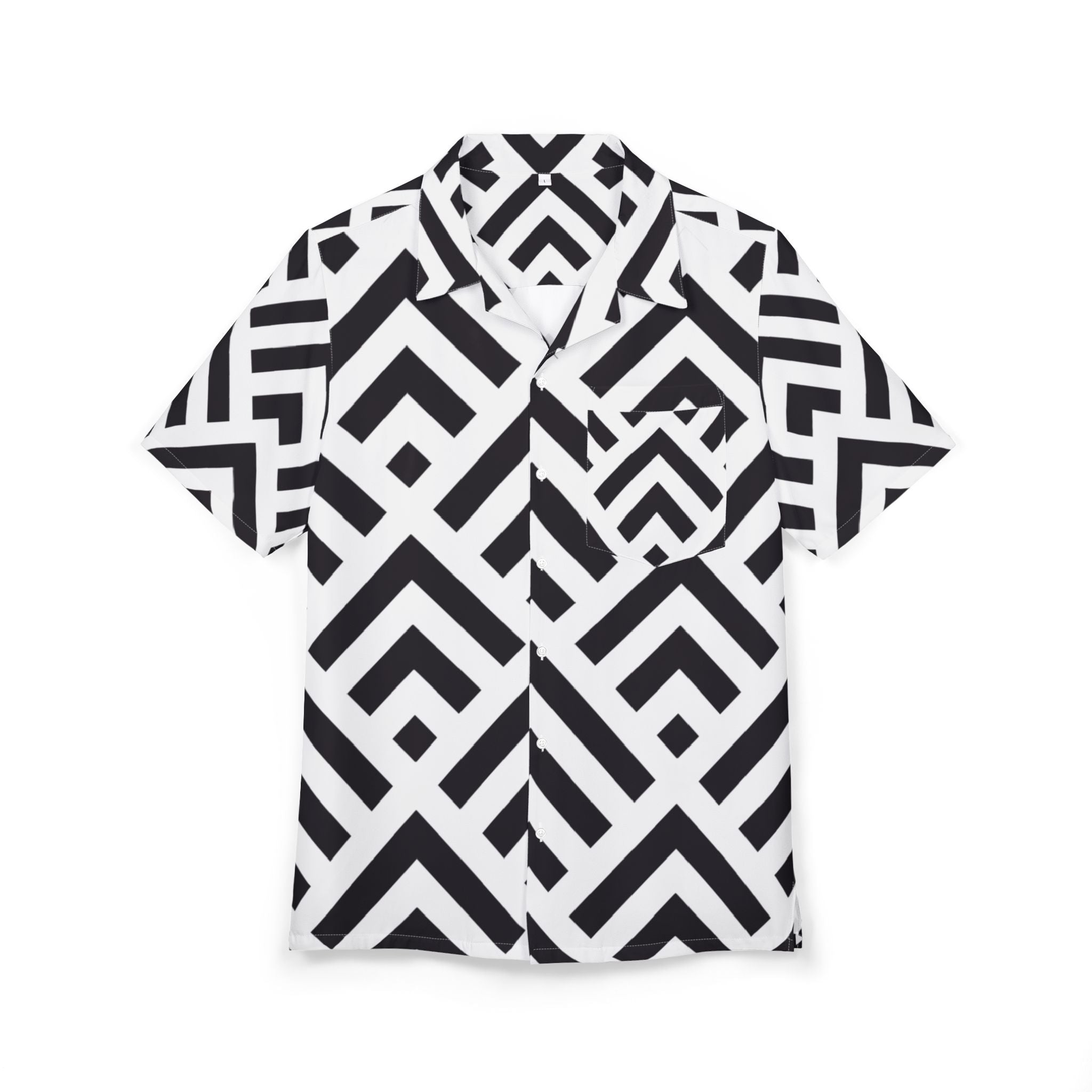 Men's Hawaiian Shirt Laberinto de Flechas en Blanco y Negro