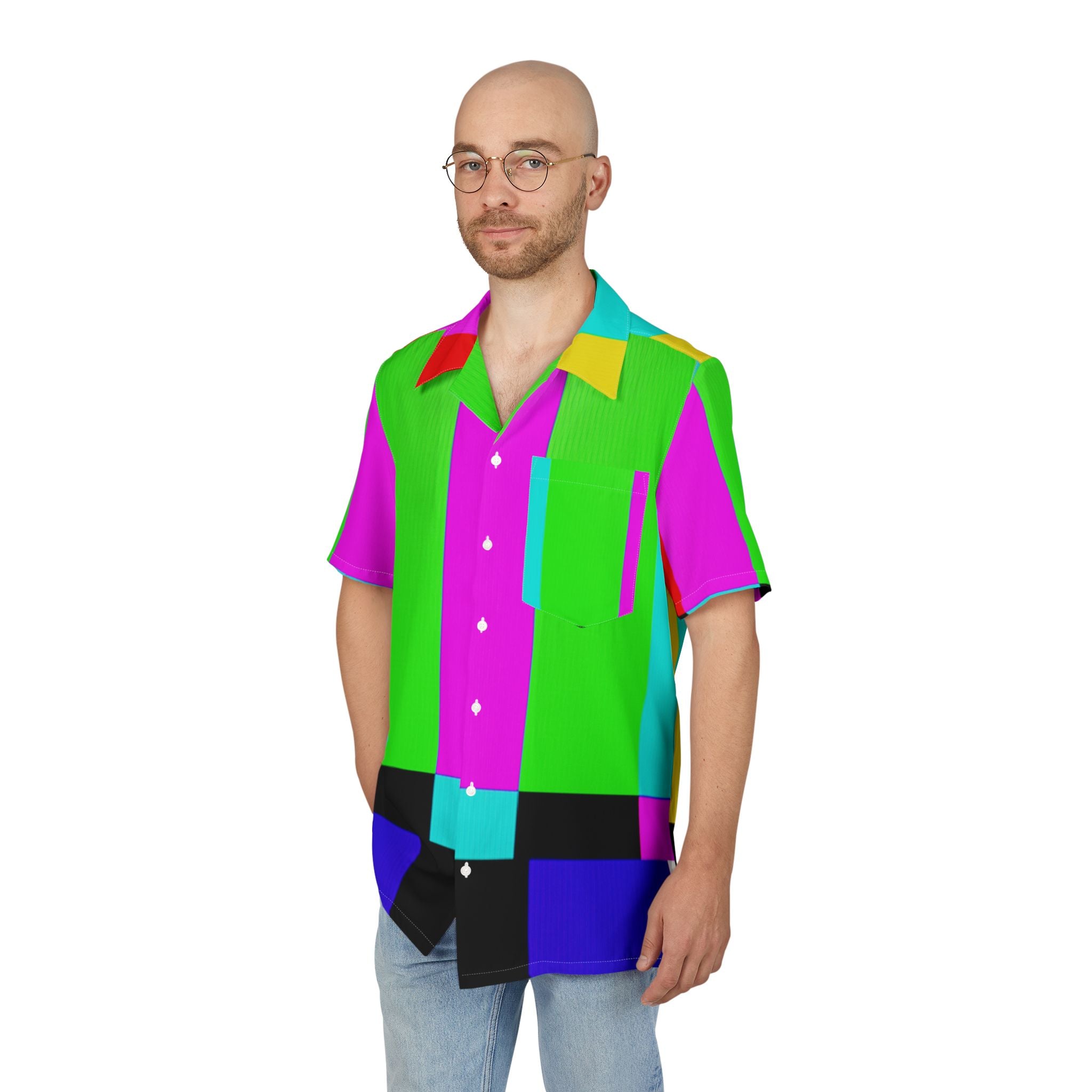Men's Hawaiian Shirt Espectro Cromático: Una Danza de Color y Textura
