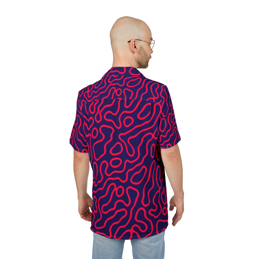 Men's Hawaiian Shirt Laberinto Neón de Sueños Azules
