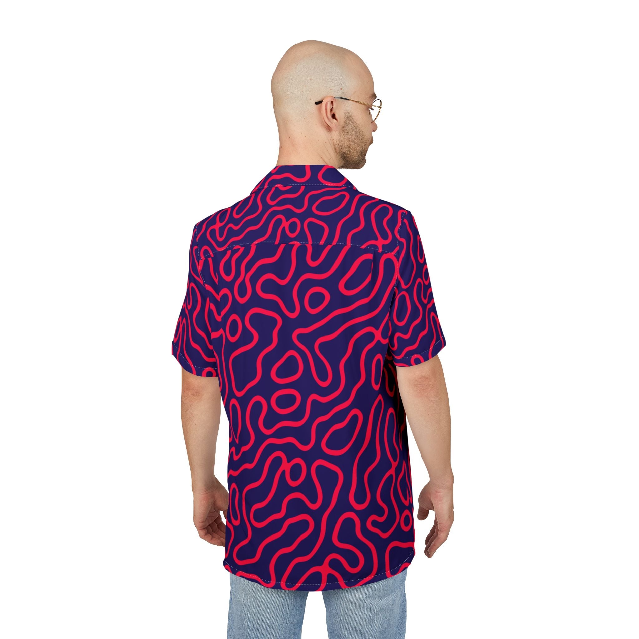 Men's Hawaiian Shirt Laberinto Neón de Sueños Azules