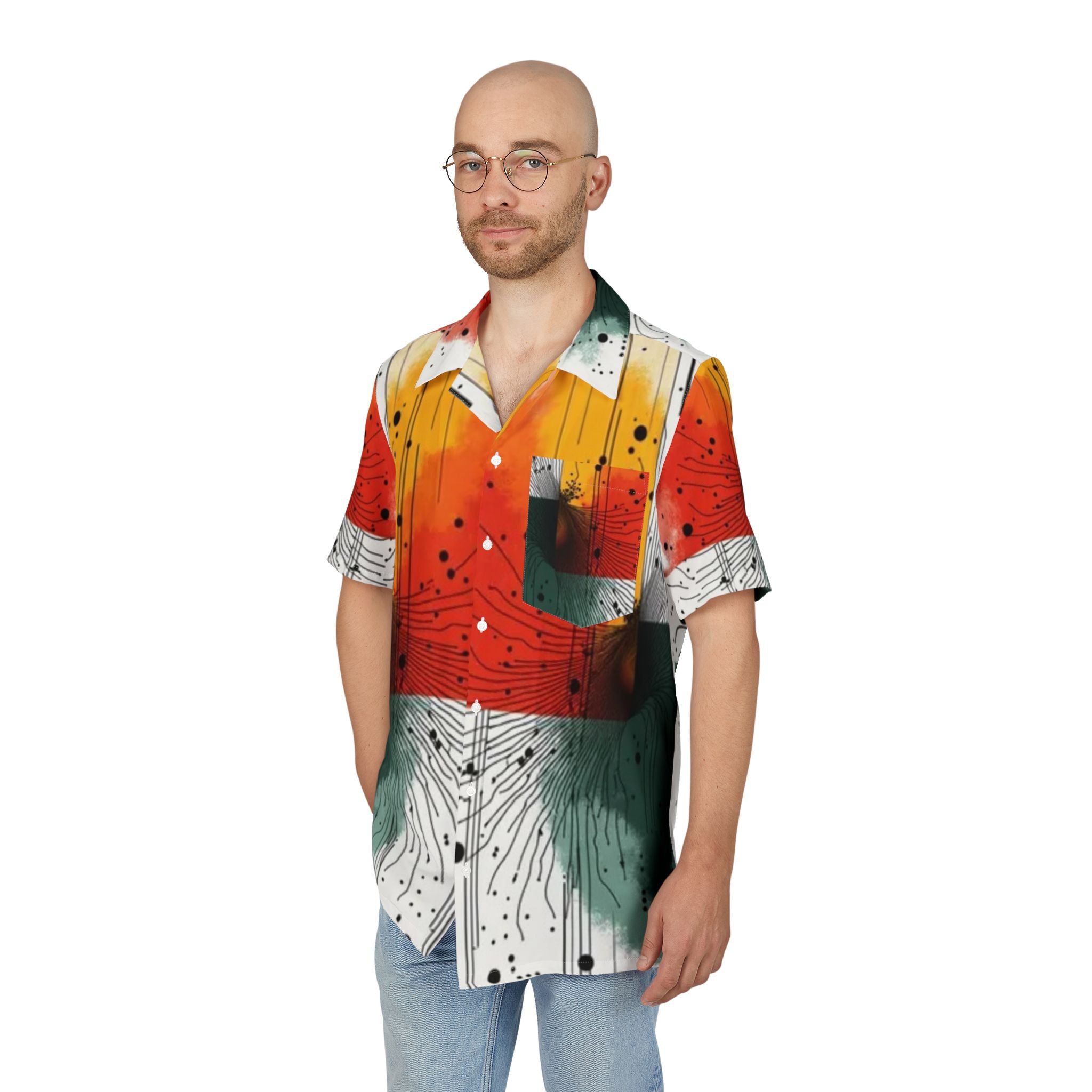 Men's Hawaiian Shirt Fusión de Contrastes en la Abstracción