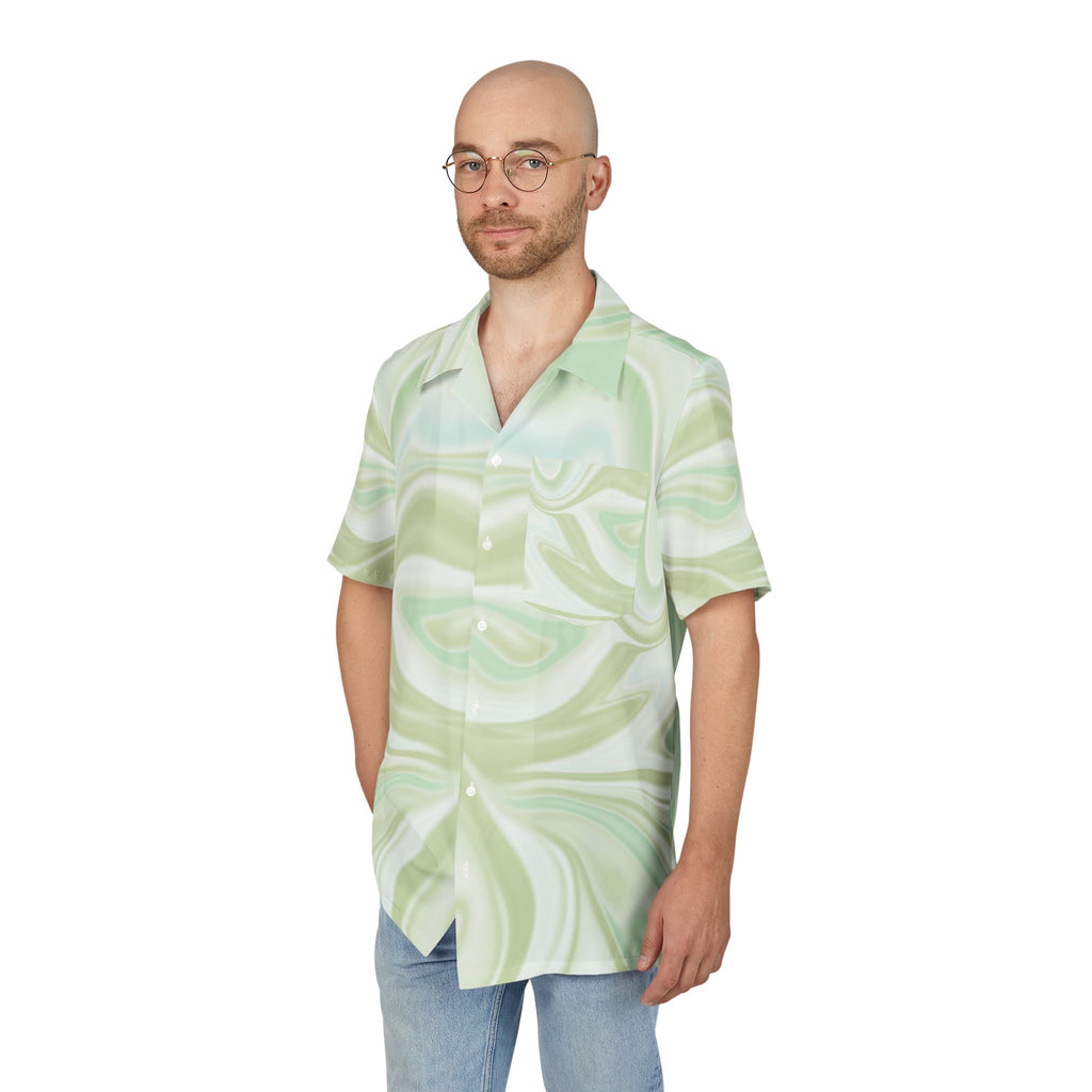 Men's Hawaiian Shirt Sueños Líquidos en Verde Pastel