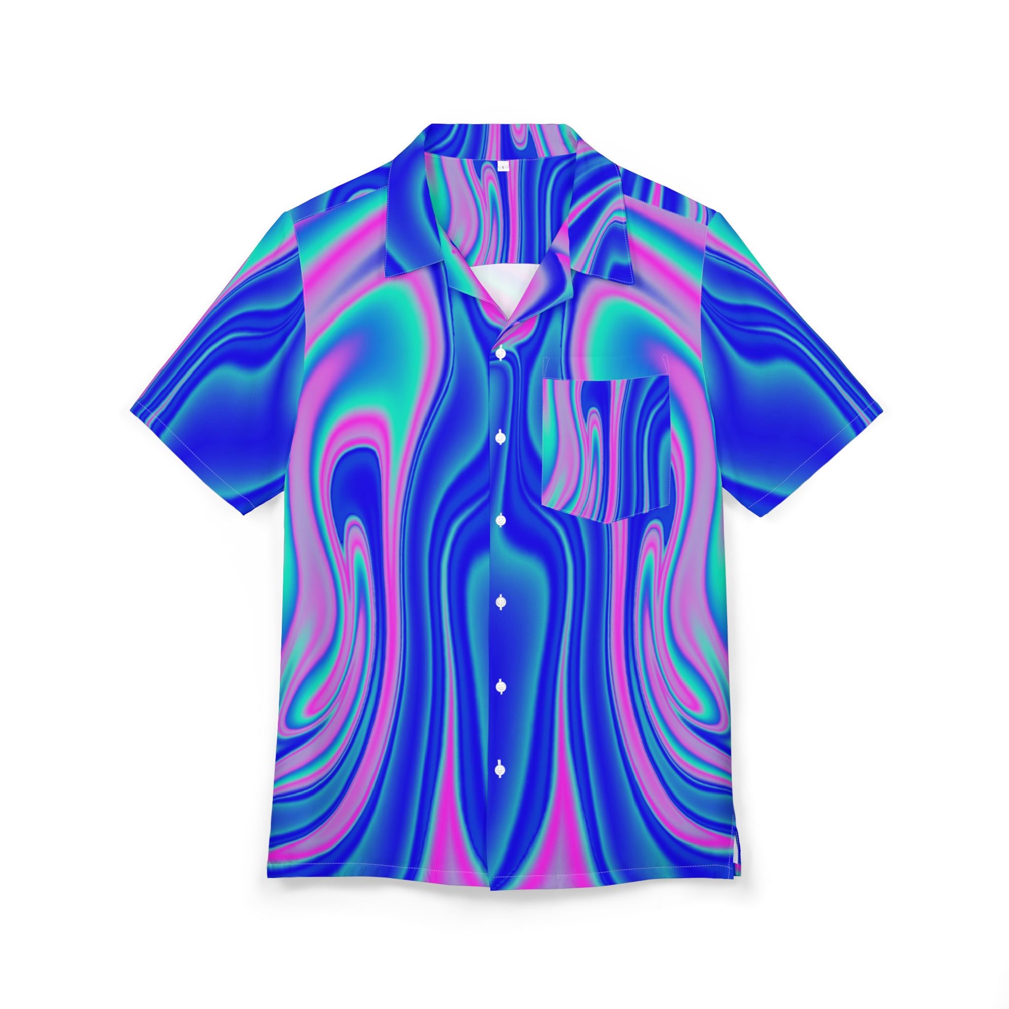 Men's Hawaiian Shirt Viaje Psicodélico en Turquesa y Rosa