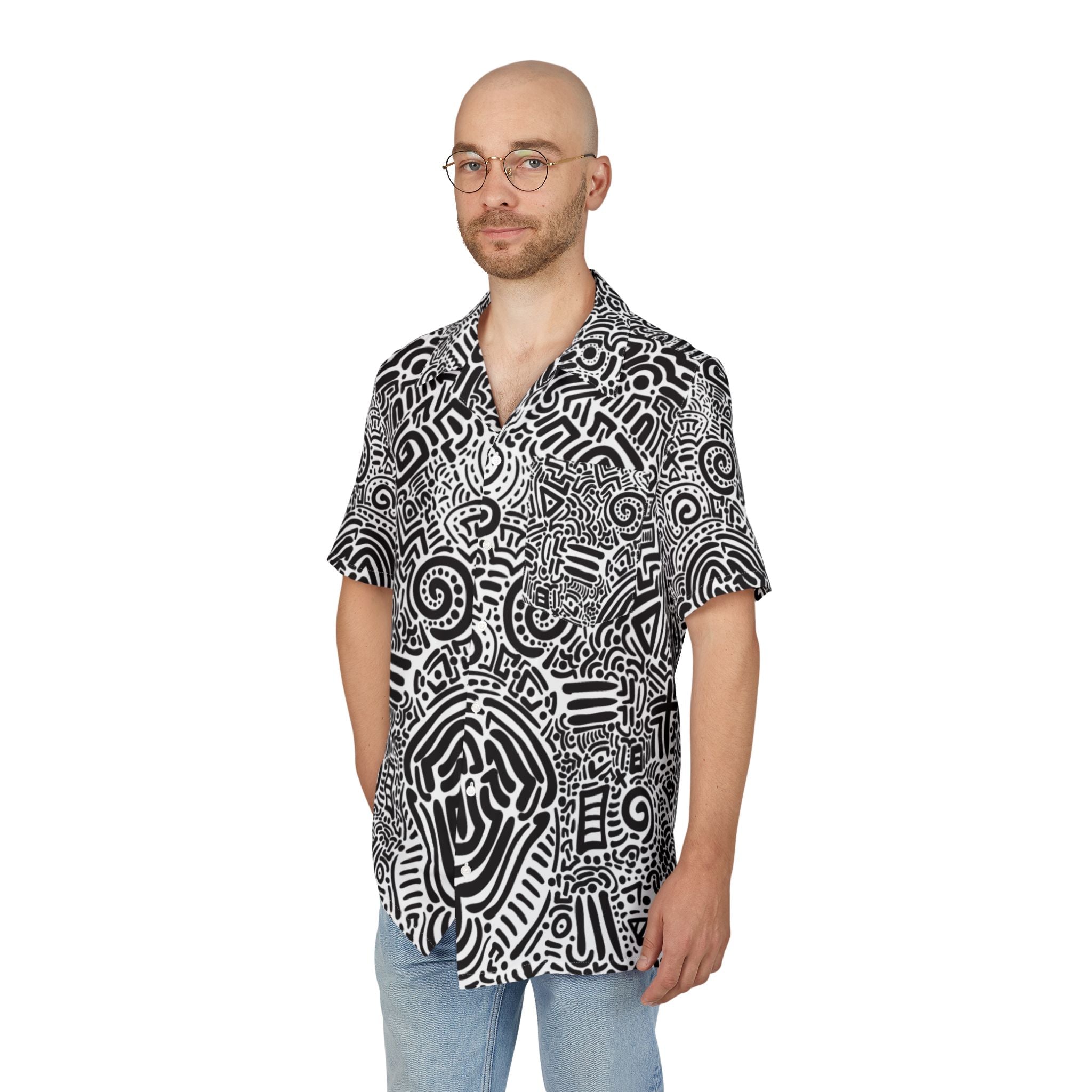 Men's Hawaiian Shirt Labyrinth of the Mind: An Exploration in Abstract Symbols