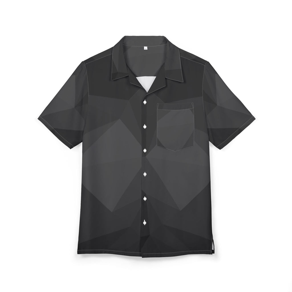 Camisa Hawaiana Geométrico Abismo en Escala de Grises