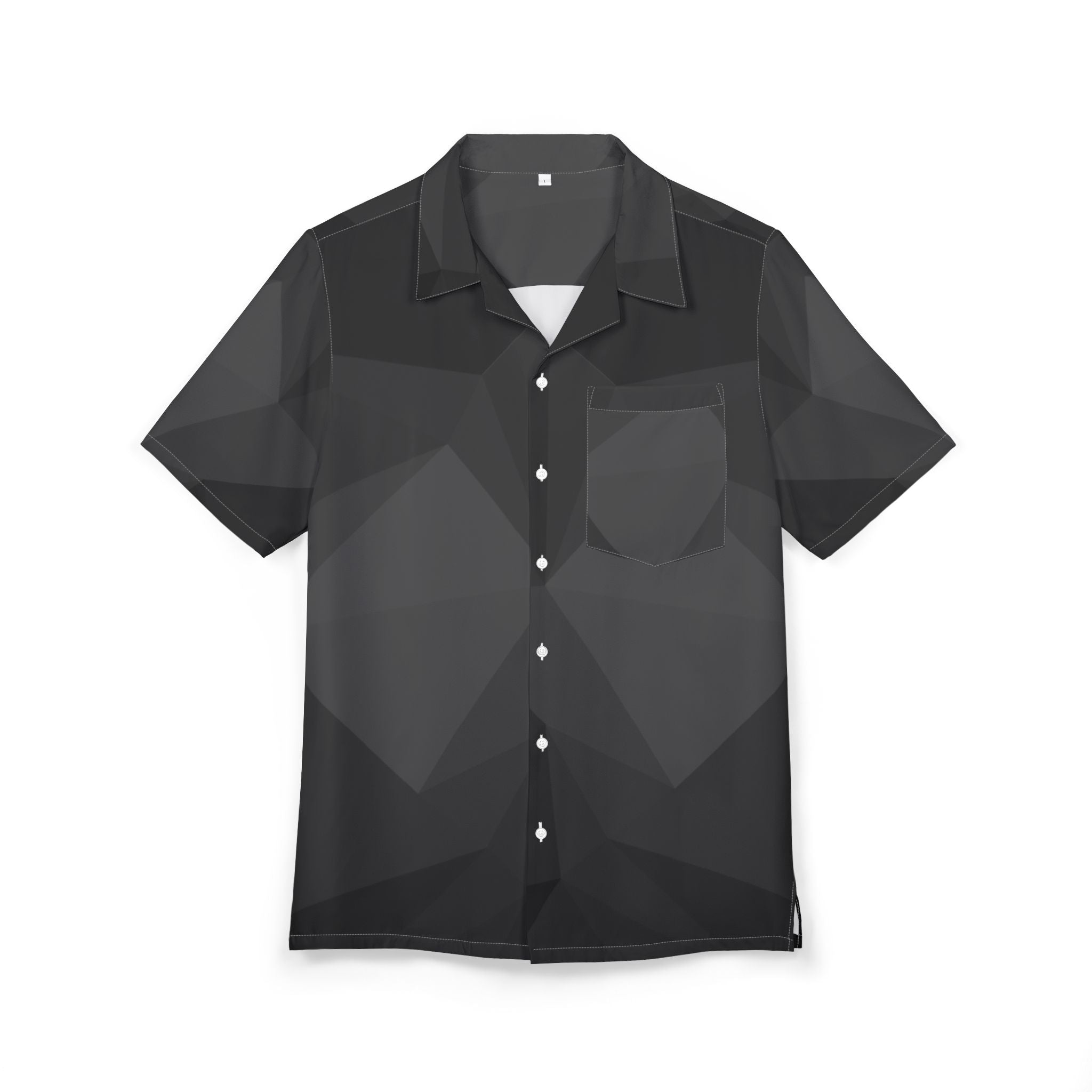 Camisa Hawaiana Geométrico Abismo en Escala de Grises