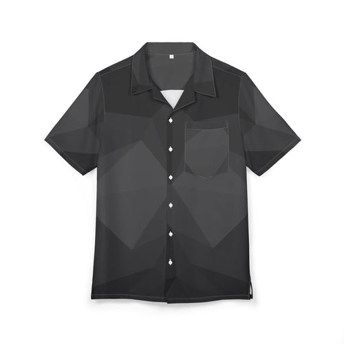 Camisa Hawaiana Geométrico Abismo en Escala de Grises