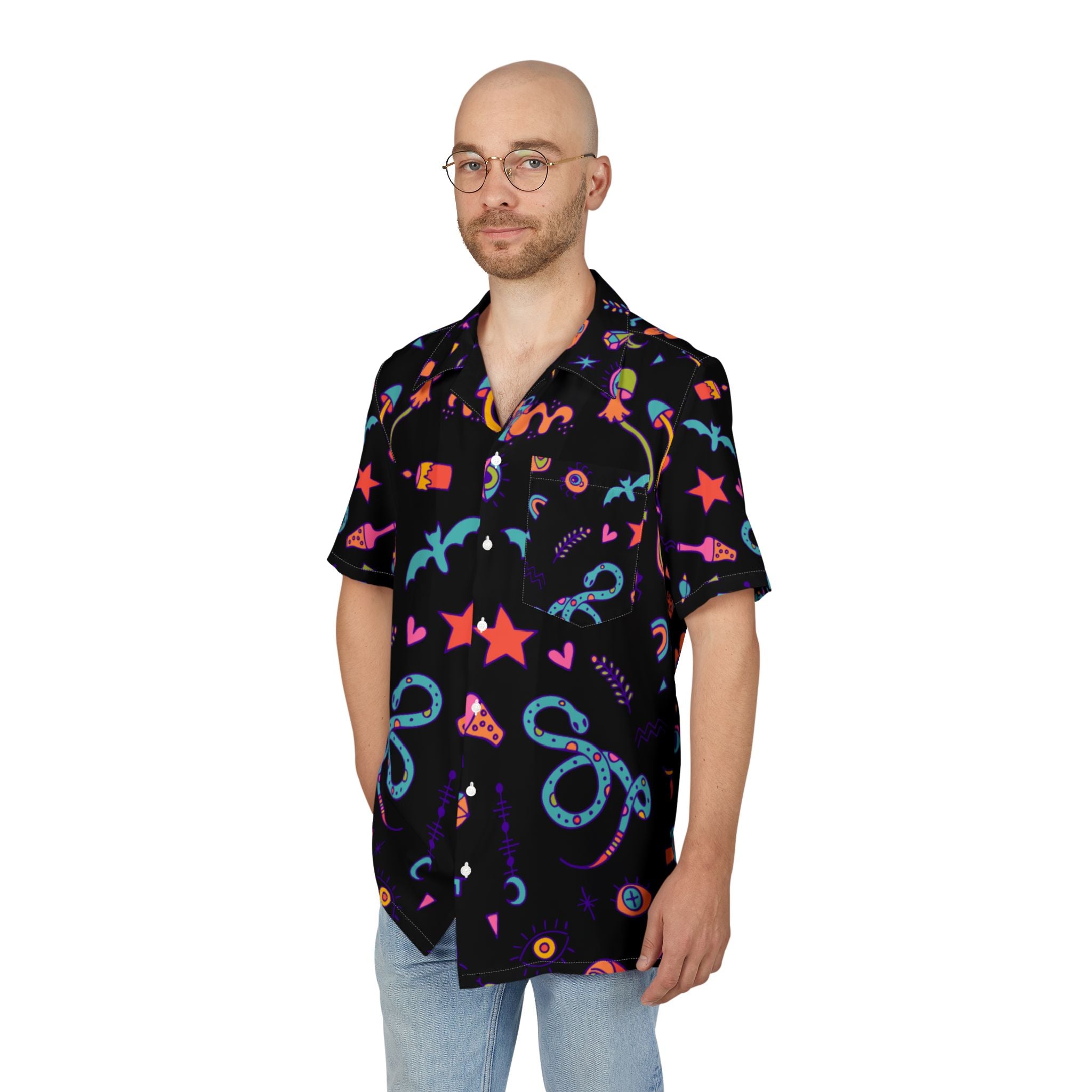 Men's Hawaiian Shirt Encantos y misterios de la noche estrellada