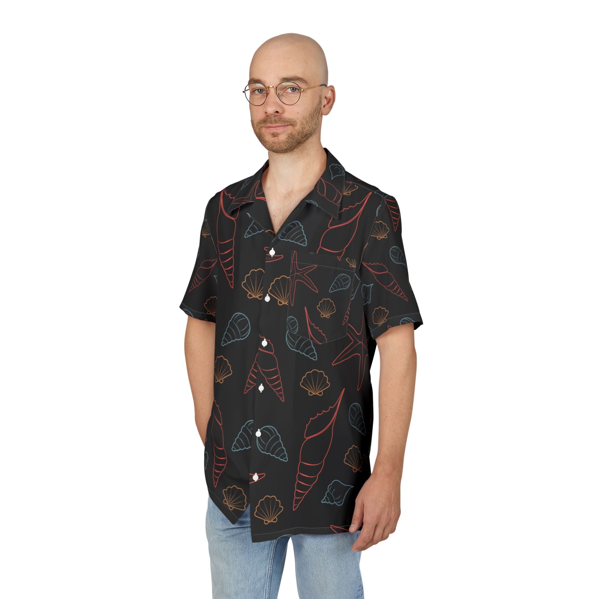 Men's Hawaiian Shirt Ballet Marino en Rojo y Azul