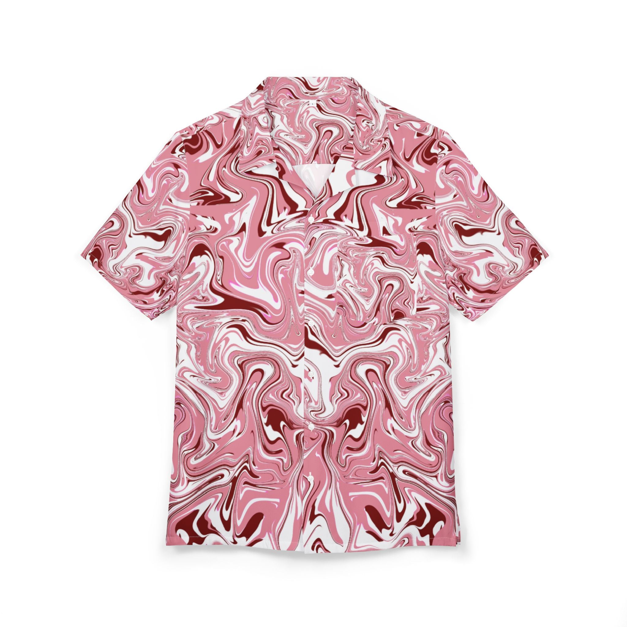 Men's Hawaiian Shirt Danza Cromática en Rosa y Blanco