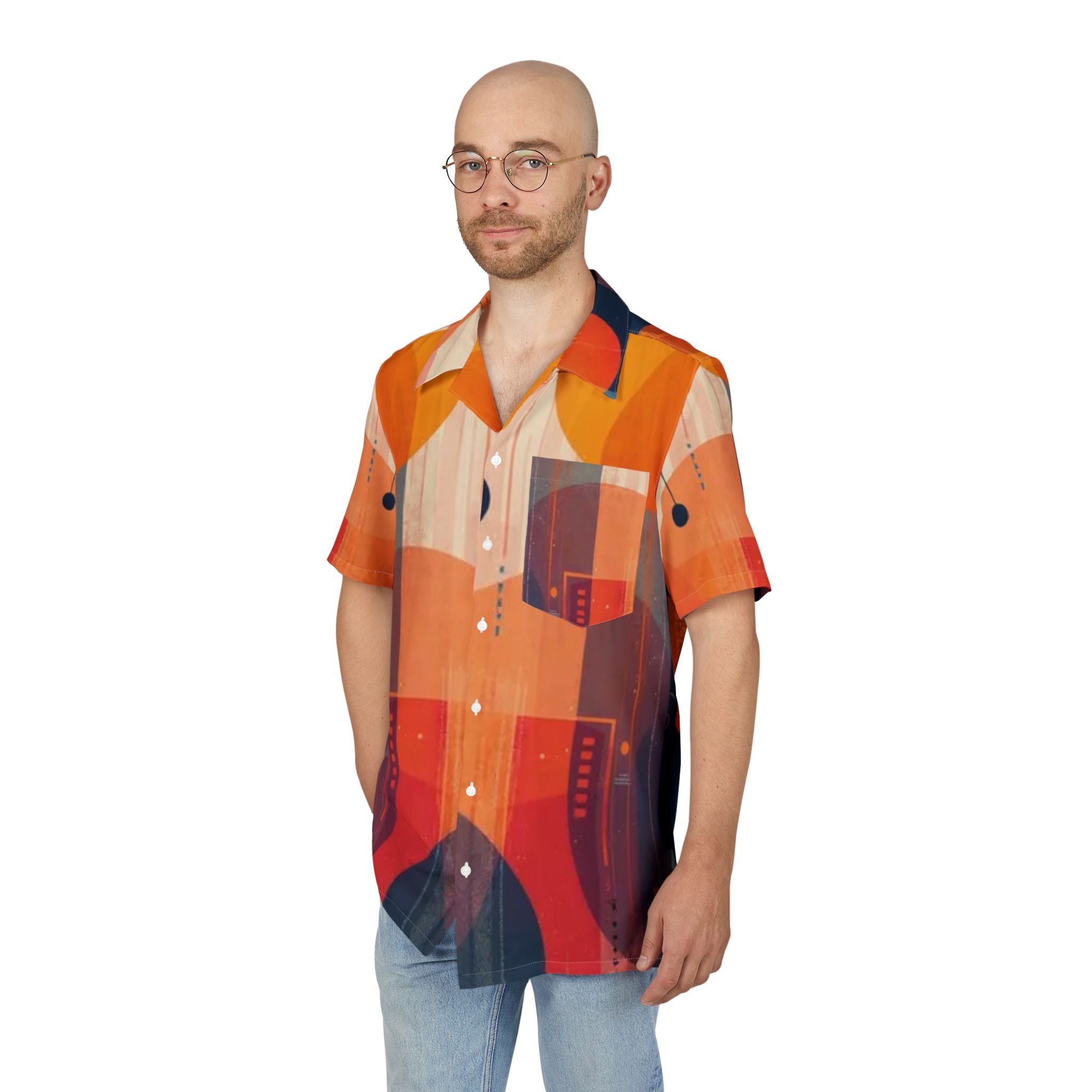 Men's Hawaiian Shirt Círculos y Sombras en la Abstracción Vibrante