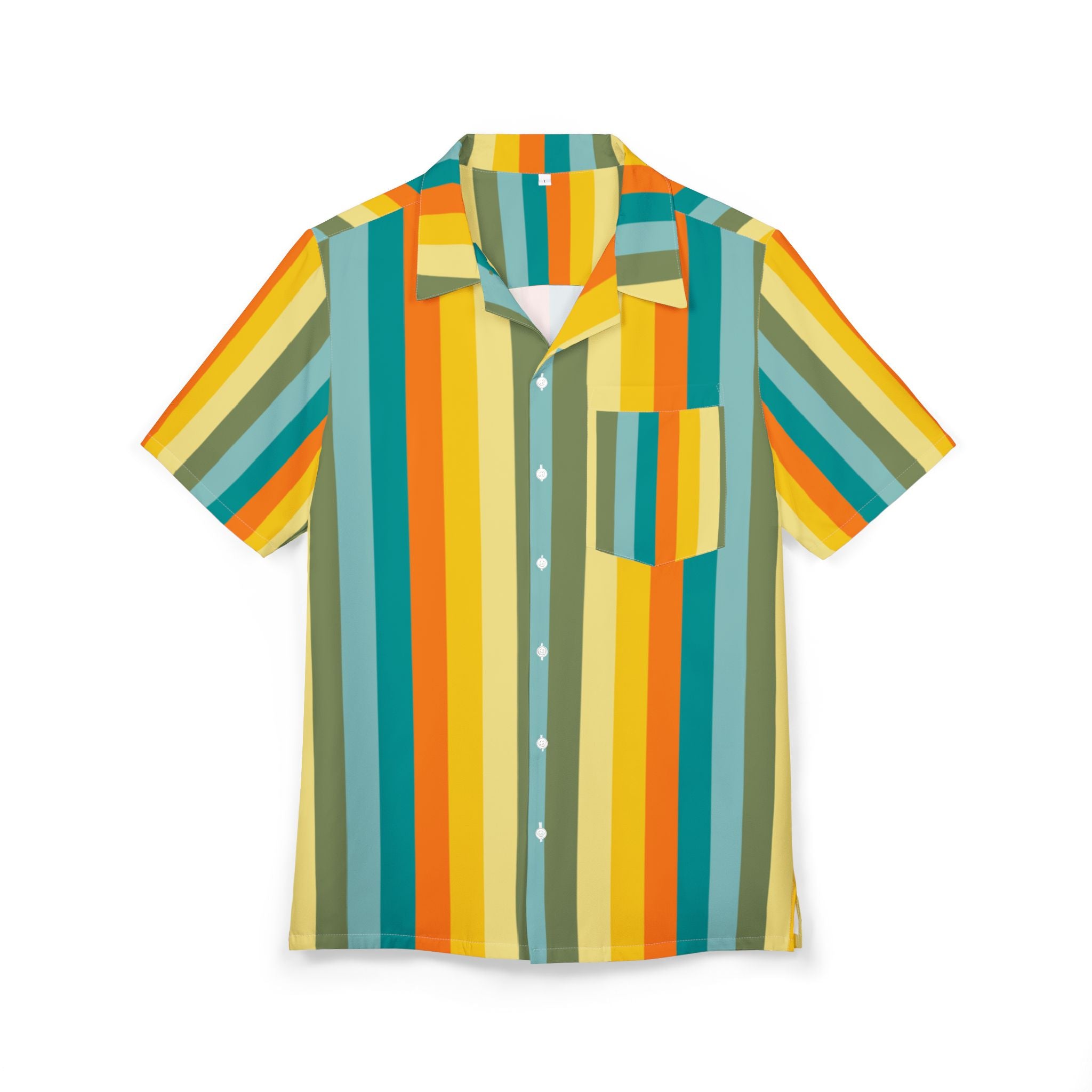 Men's Hawaiian Shirt Ritmo de Color en Líneas Verticales