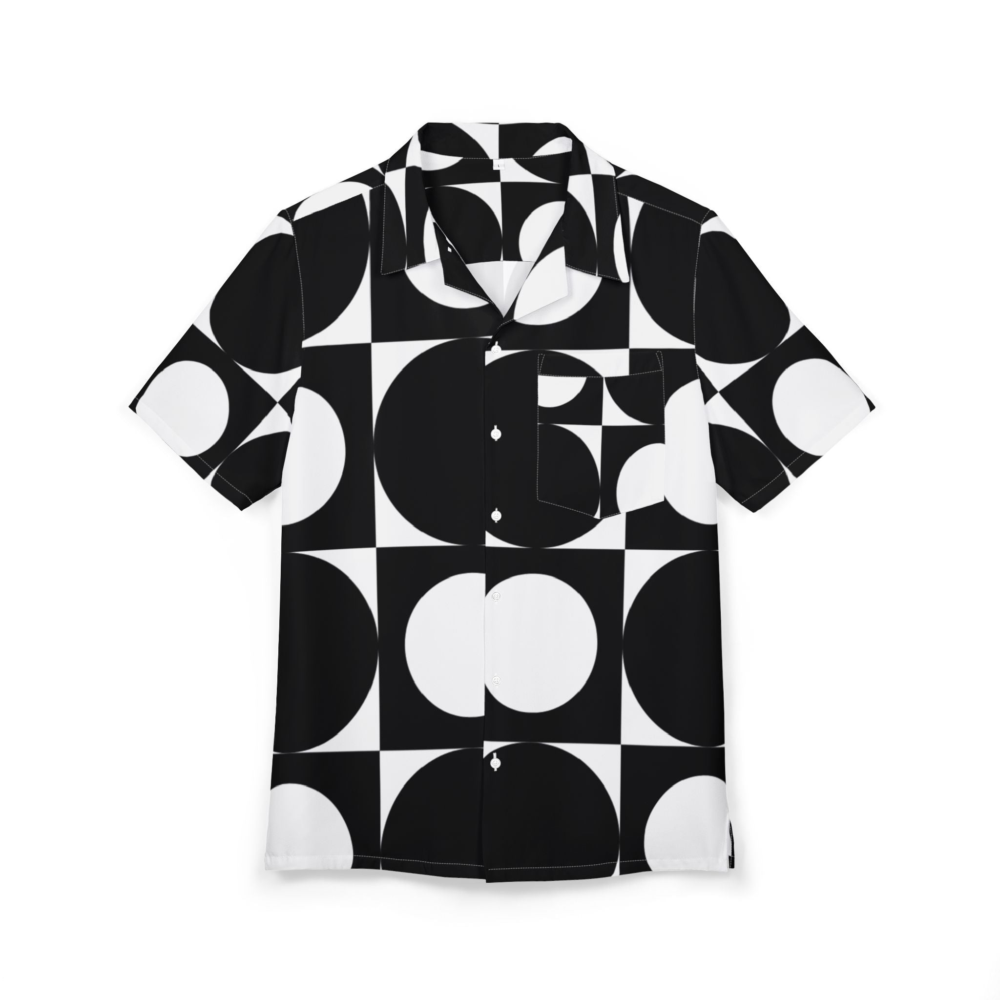 Men's Hawaiian Shirt Contraste Cíclico en Blanco y Negro