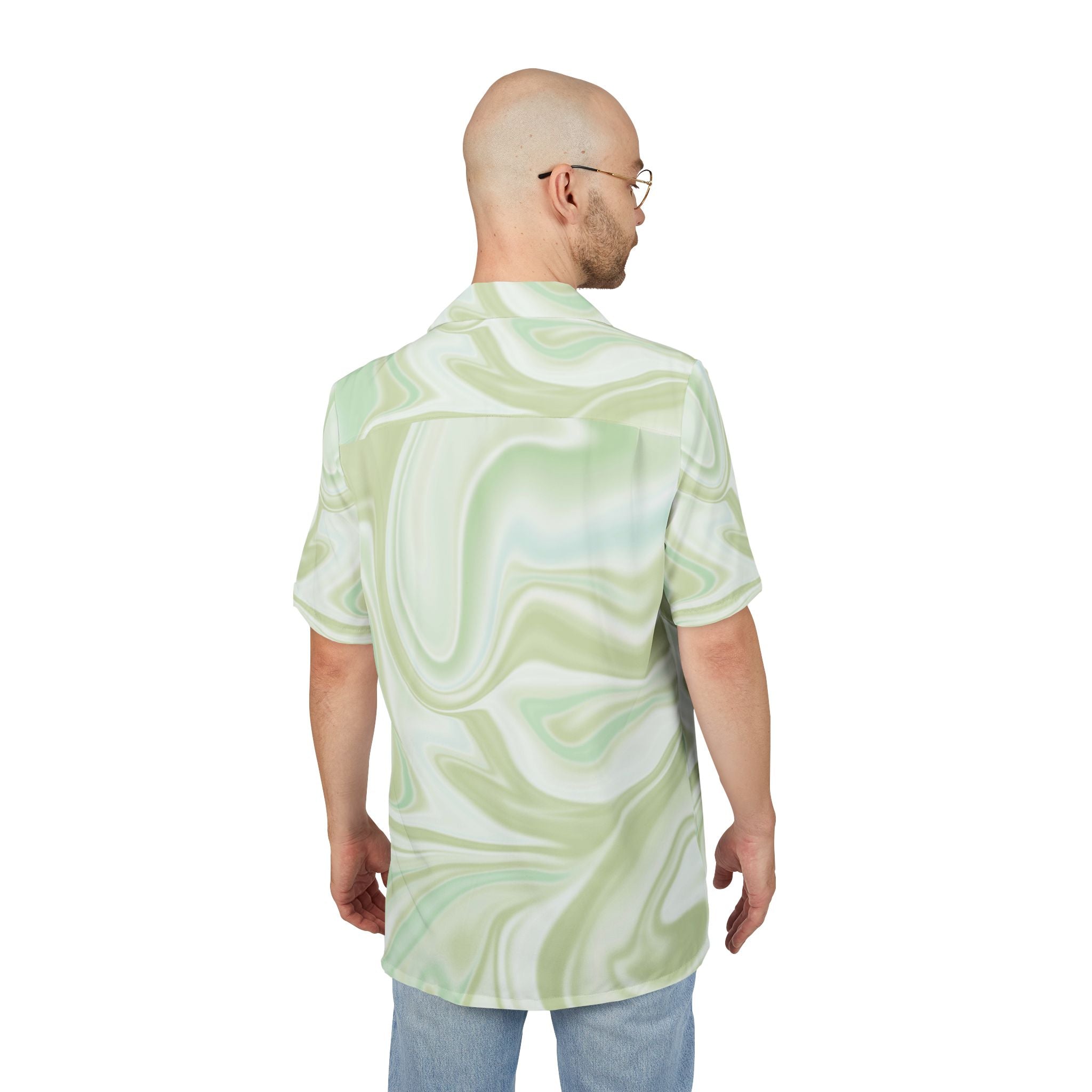 Men's Hawaiian Shirt Sueños Líquidos en Verde Pastel