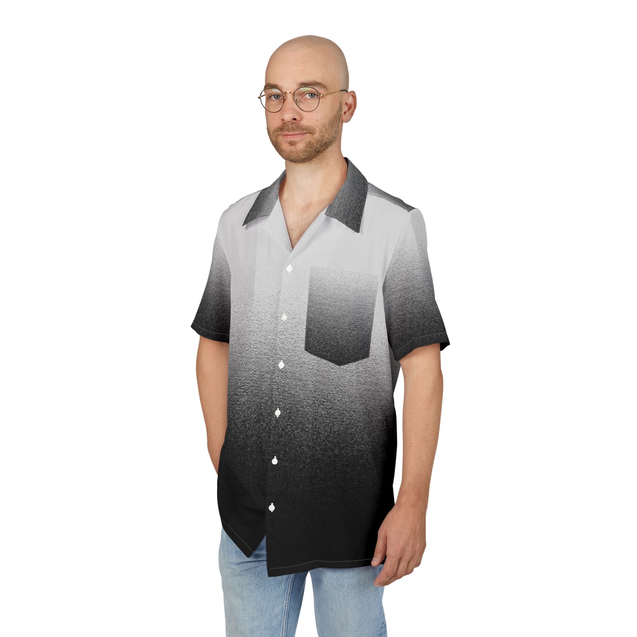 Men's Hawaiian Shirt Gradientes de Gris en la Bruma Matutina