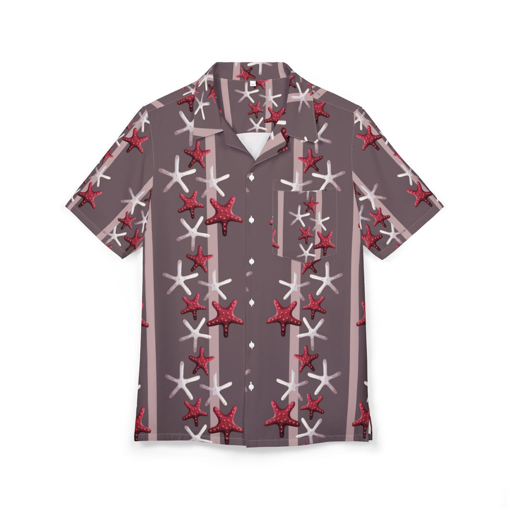 Men's Hawaiian Shirt Estrellas marinas en patrón de rayas armoniosas