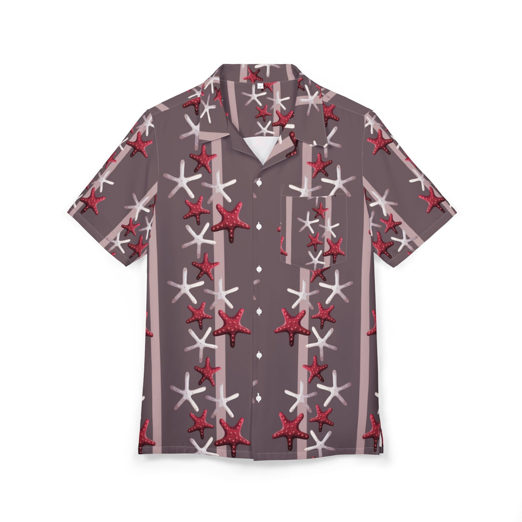 Men's Hawaiian Shirt Estrellas marinas en patrón de rayas armoniosas