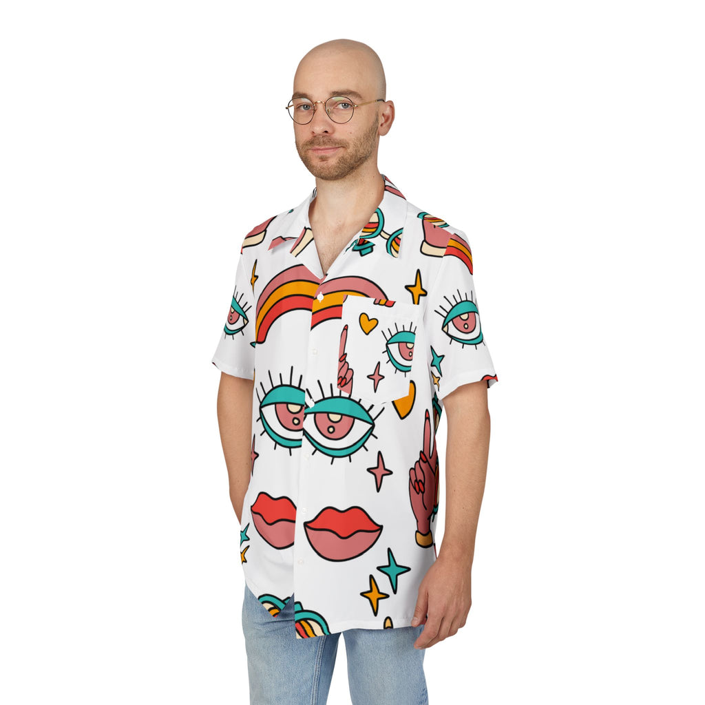 Men's Hawaiian Shirt Retazos de Color y Forma en la Vida Cotidiana