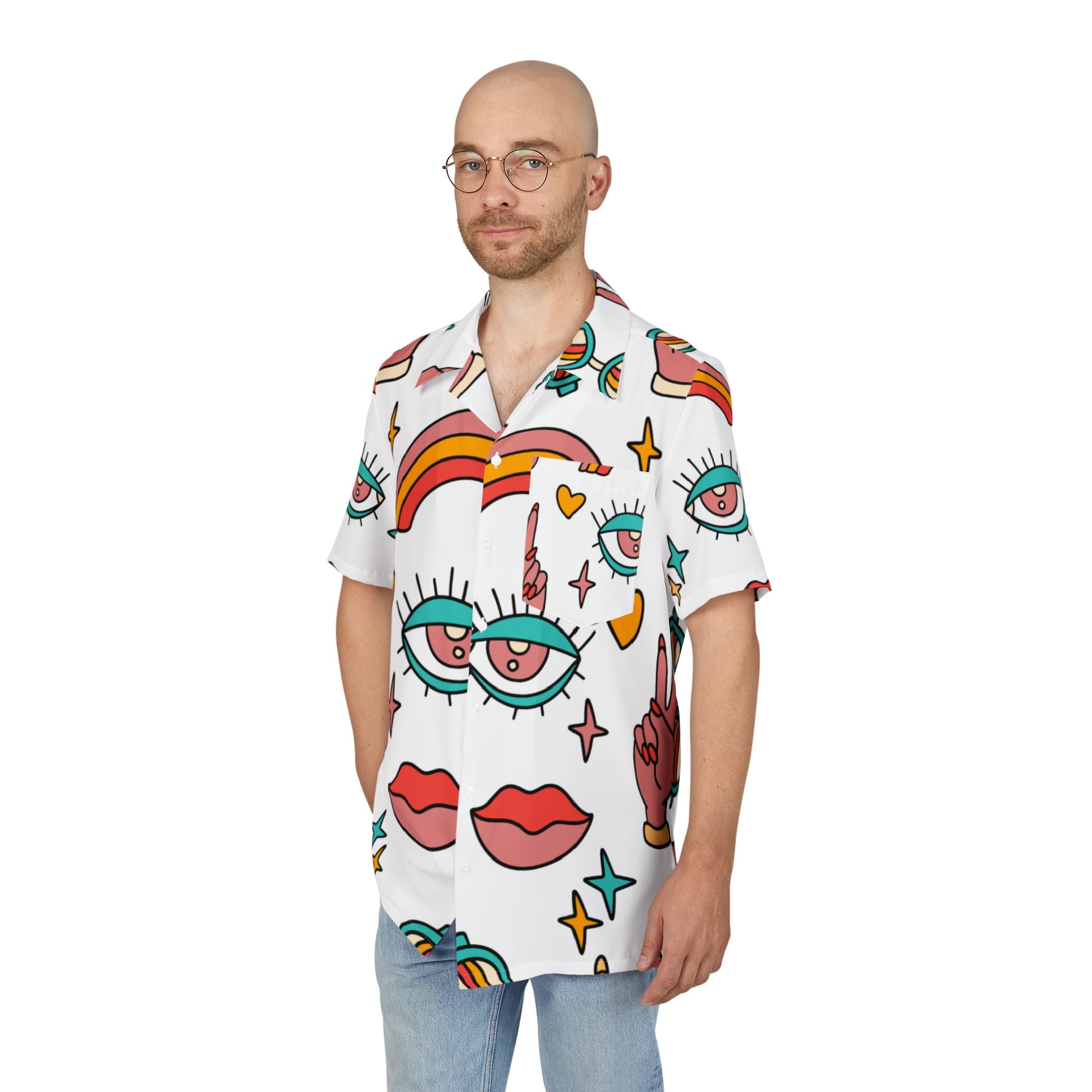 Men's Hawaiian Shirt Retazos de Color y Forma en la Vida Cotidiana