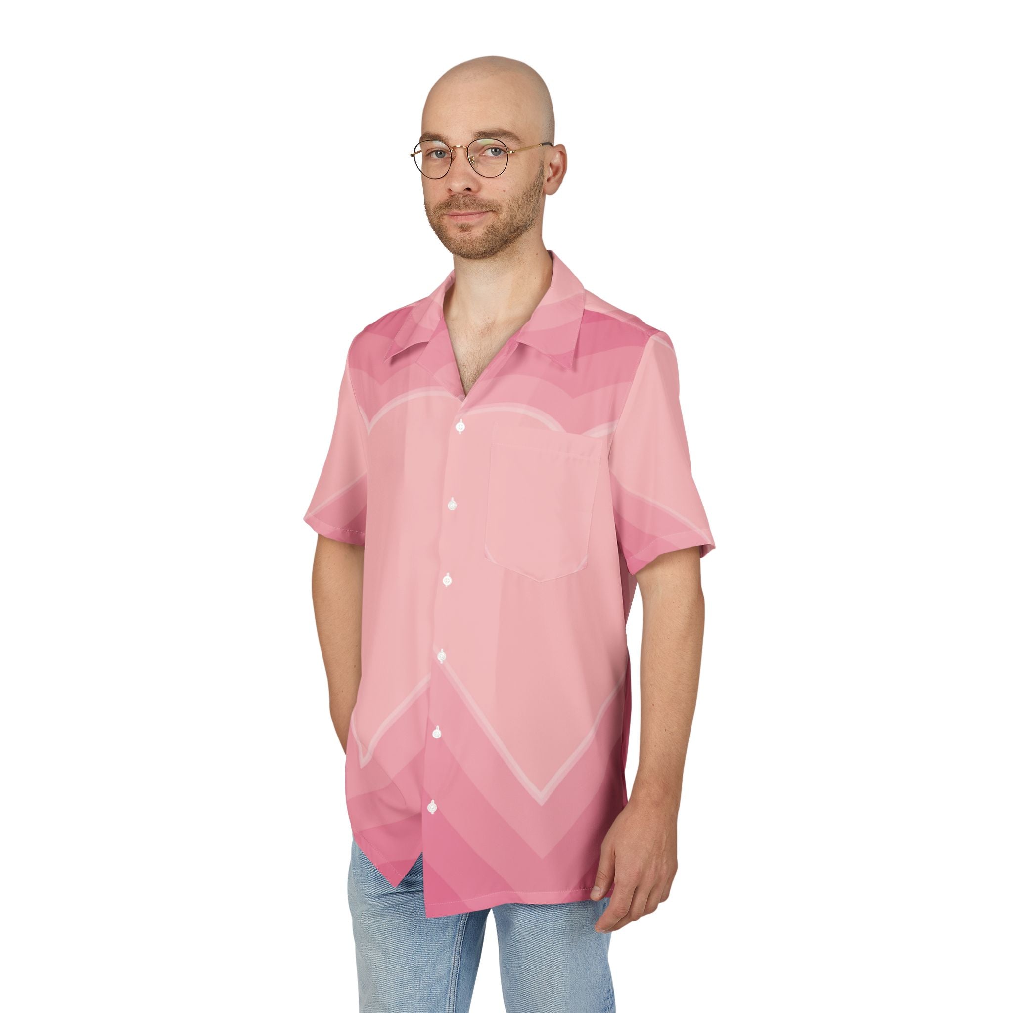 Camisa Hawaiana Profundidades del Corazón Rosado