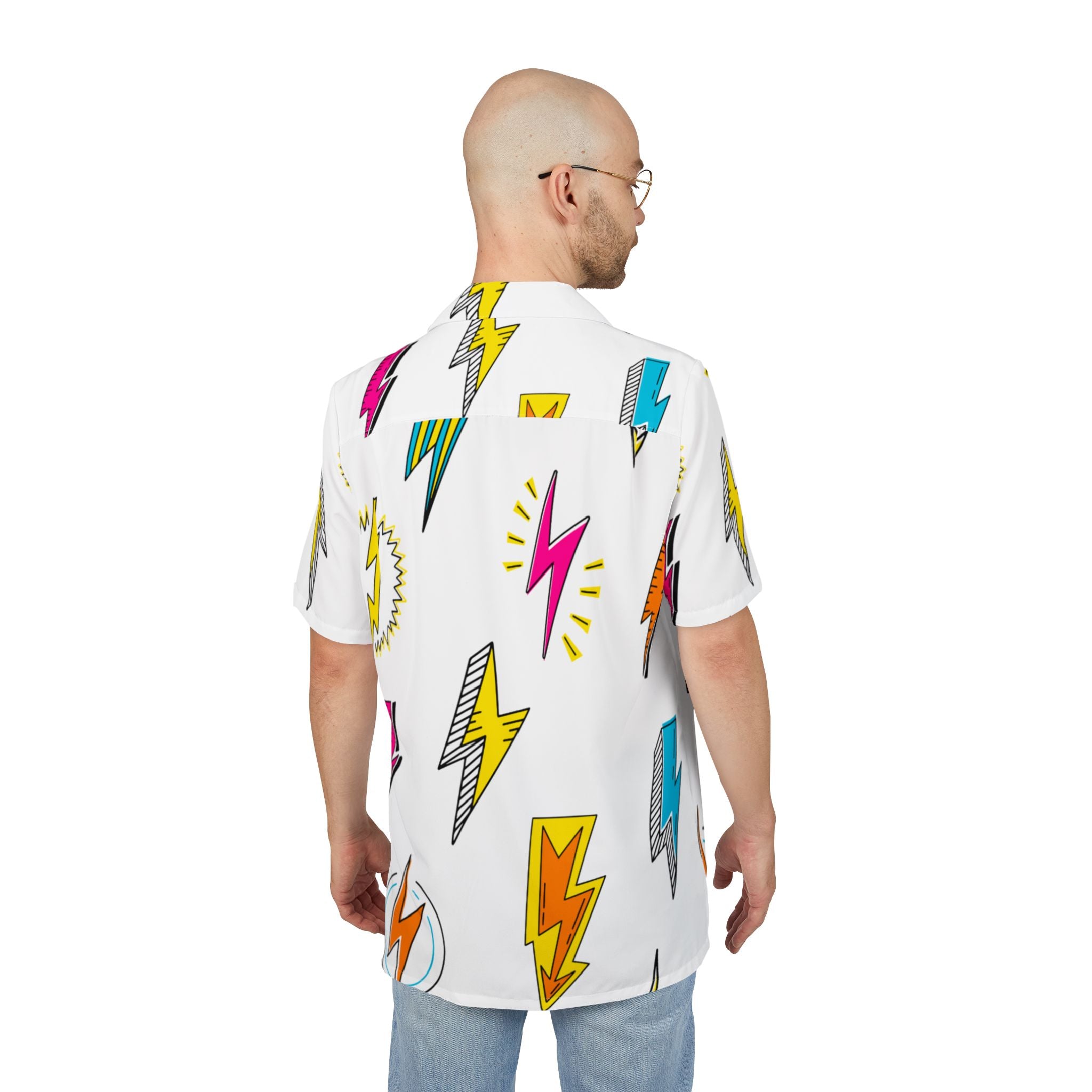Men's Hawaiian Shirt Rayos y Centellas en Explosión de Color