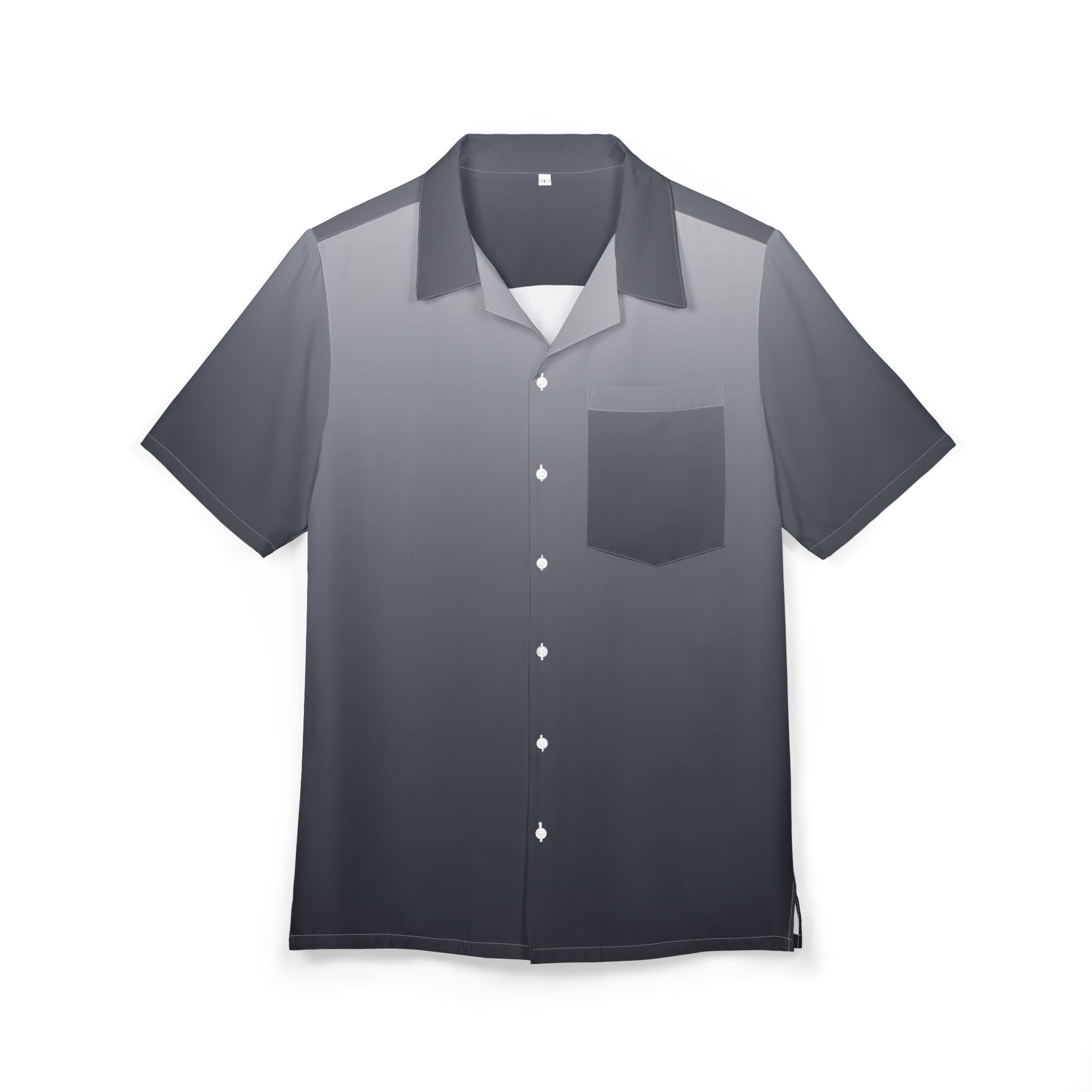 Camisa Hawaiana Gradiente de tranquilidad en azul y gris