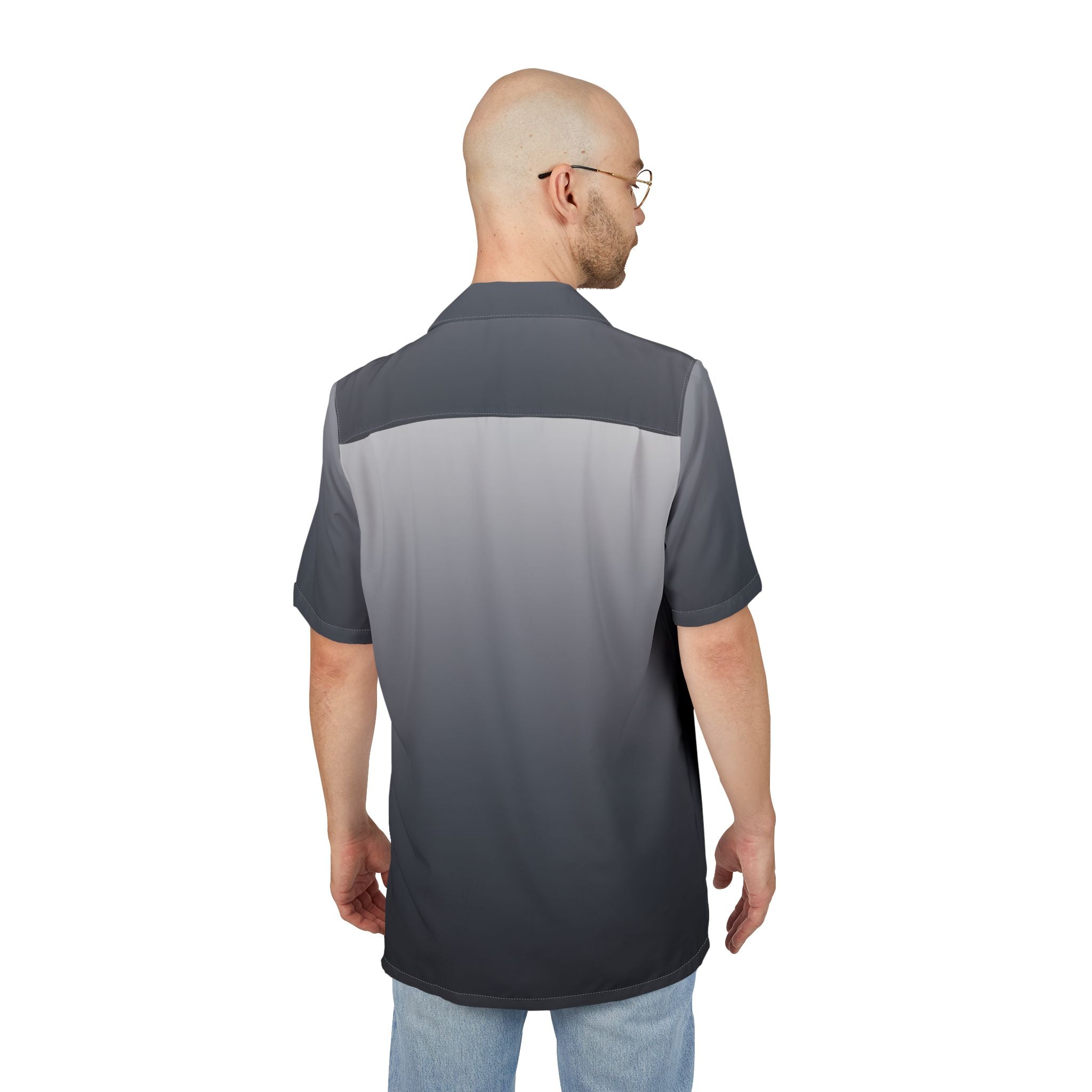 Camisa Hawaiana Gradiente de tranquilidad en azul y gris