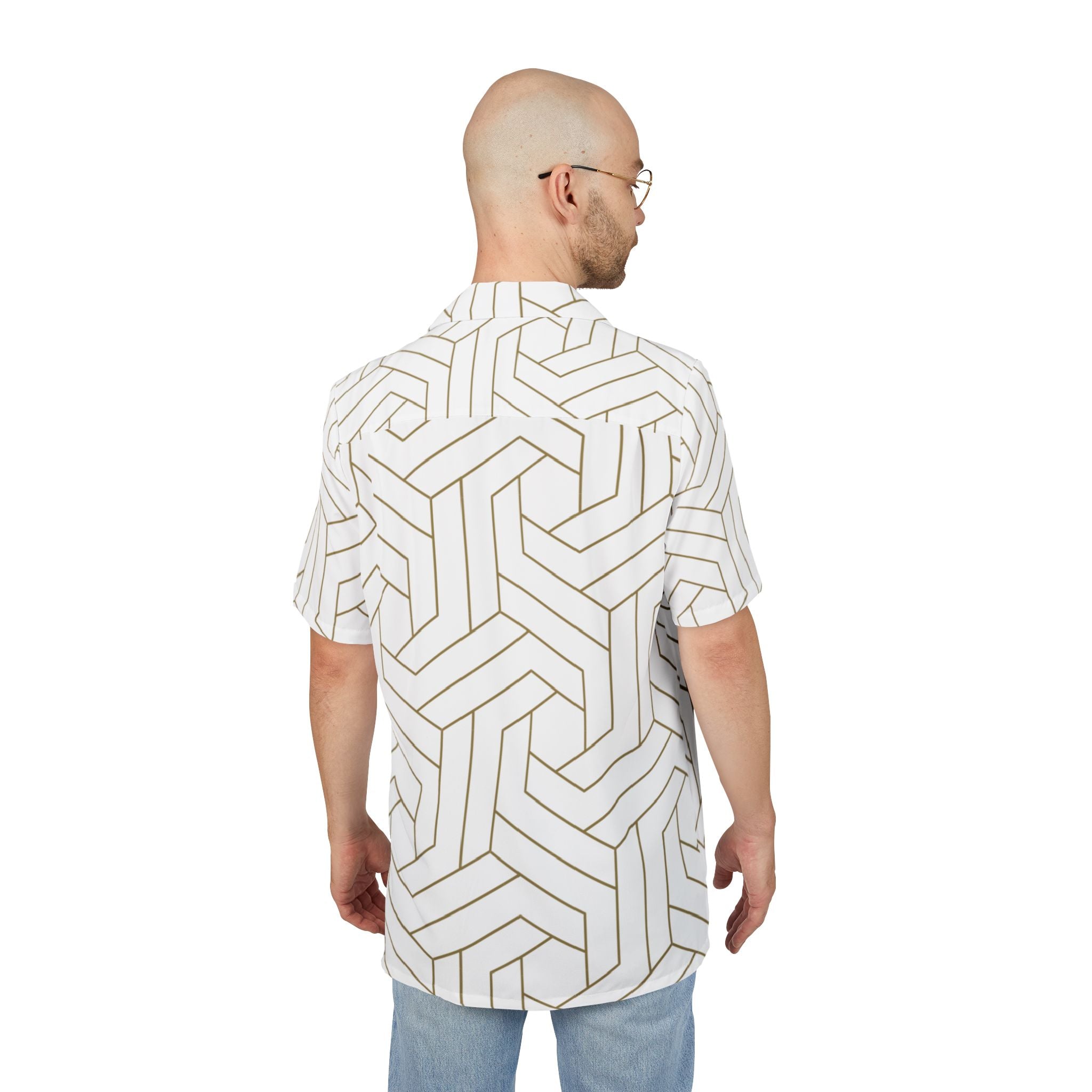 Men's Hawaiian Shirt Laberinto Infinito de Lineas Doradas