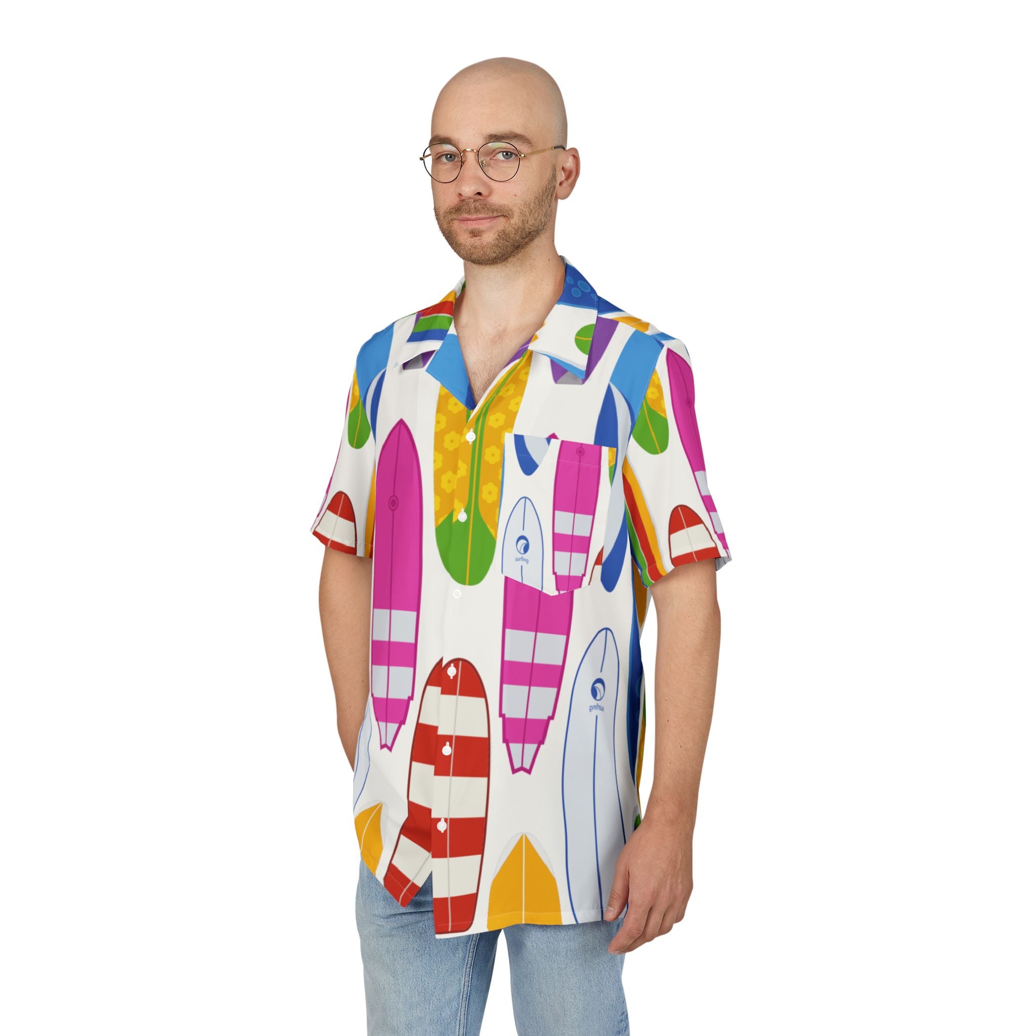 Men's Hawaiian Shirt Colores del Océano: Una Colección de Tablas de Surf