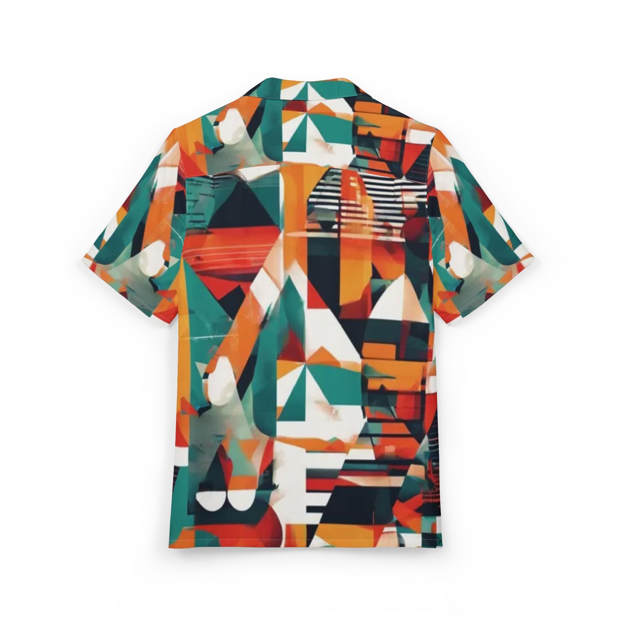 Men's Hawaiian Shirt Reflejos urbanos en fractal de neón