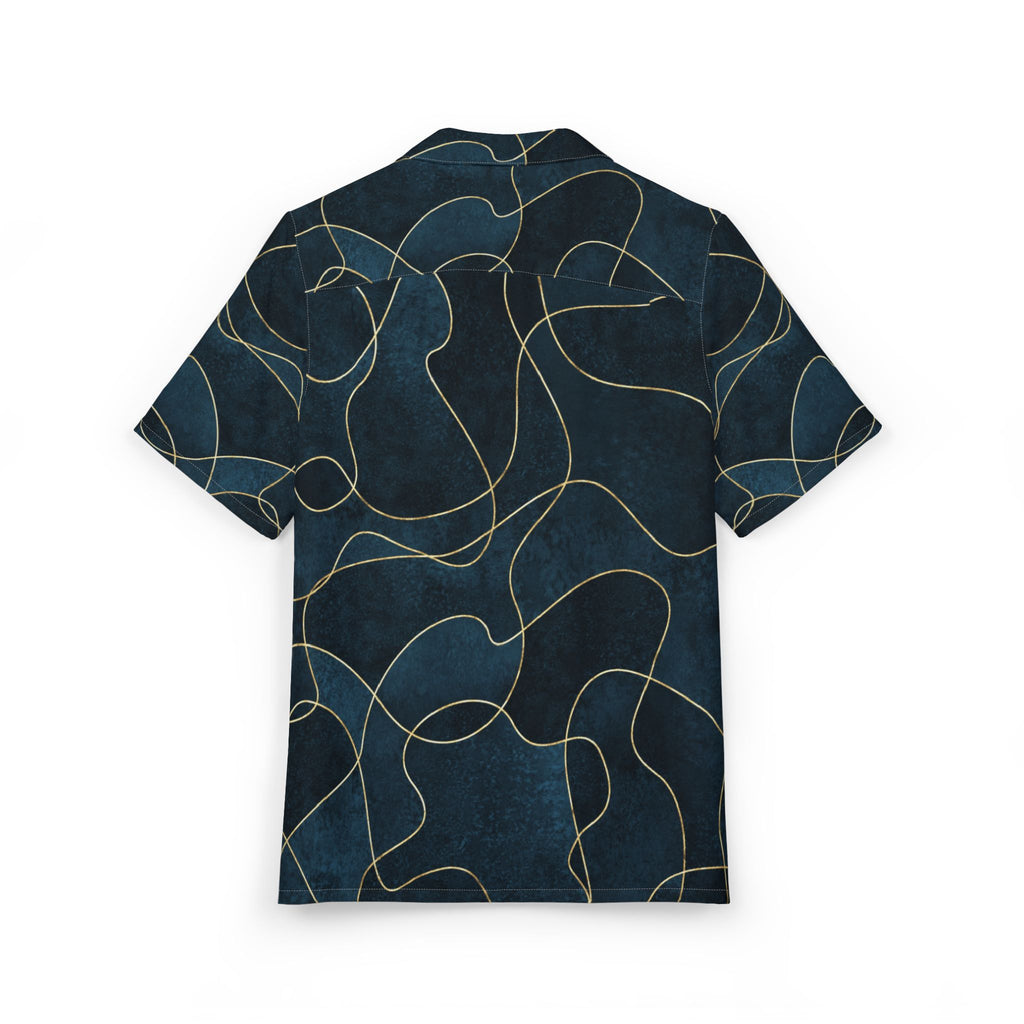 Men's Hawaiian Shirt Ríos dorados en la noche azul profundo