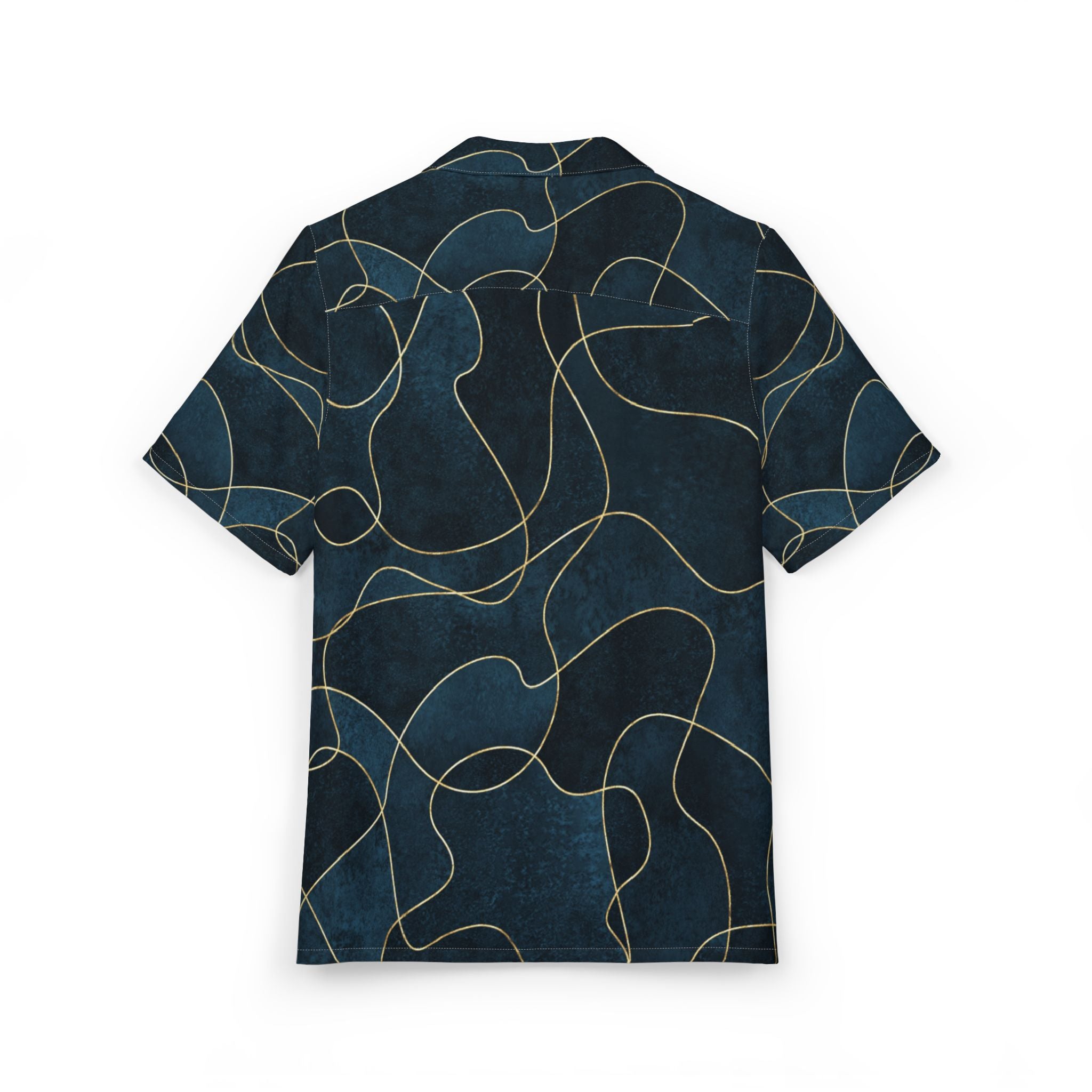 Men's Hawaiian Shirt Ríos dorados en la noche azul profundo