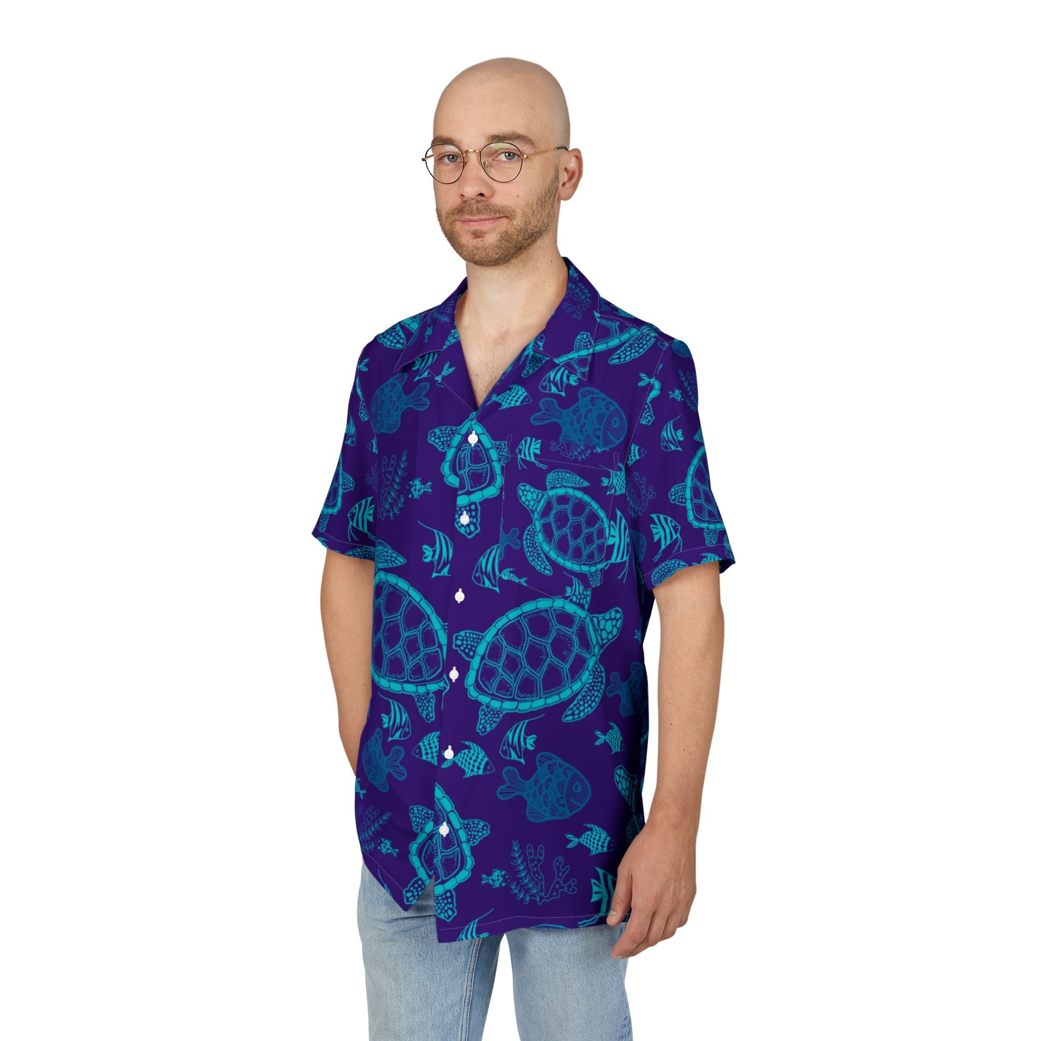 Men's Hawaiian Shirt Danze Marine en Azul Profundo