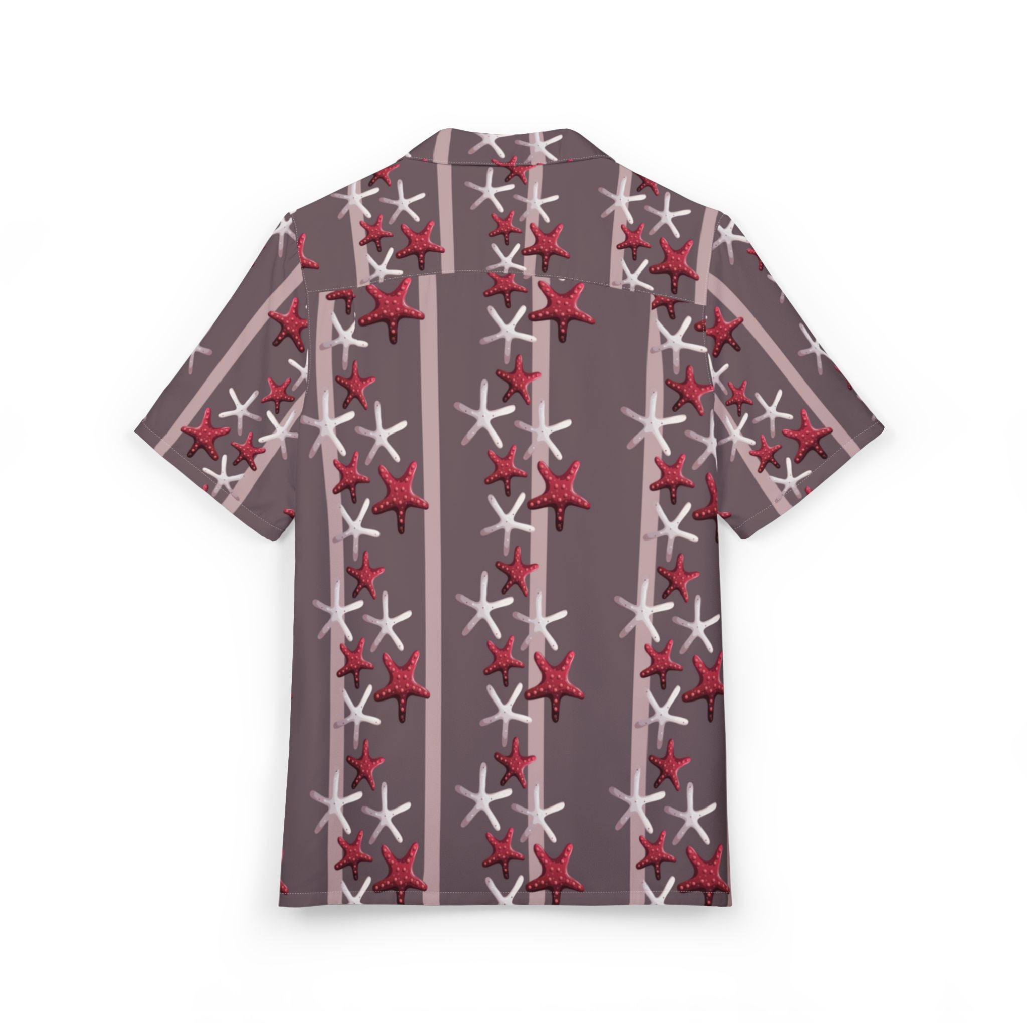 Men's Hawaiian Shirt Estrellas marinas en patrón de rayas armoniosas