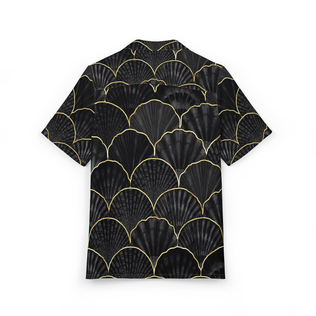 Men's Hawaiian Shirt Marea de abanicos oscuros en un mar dorado