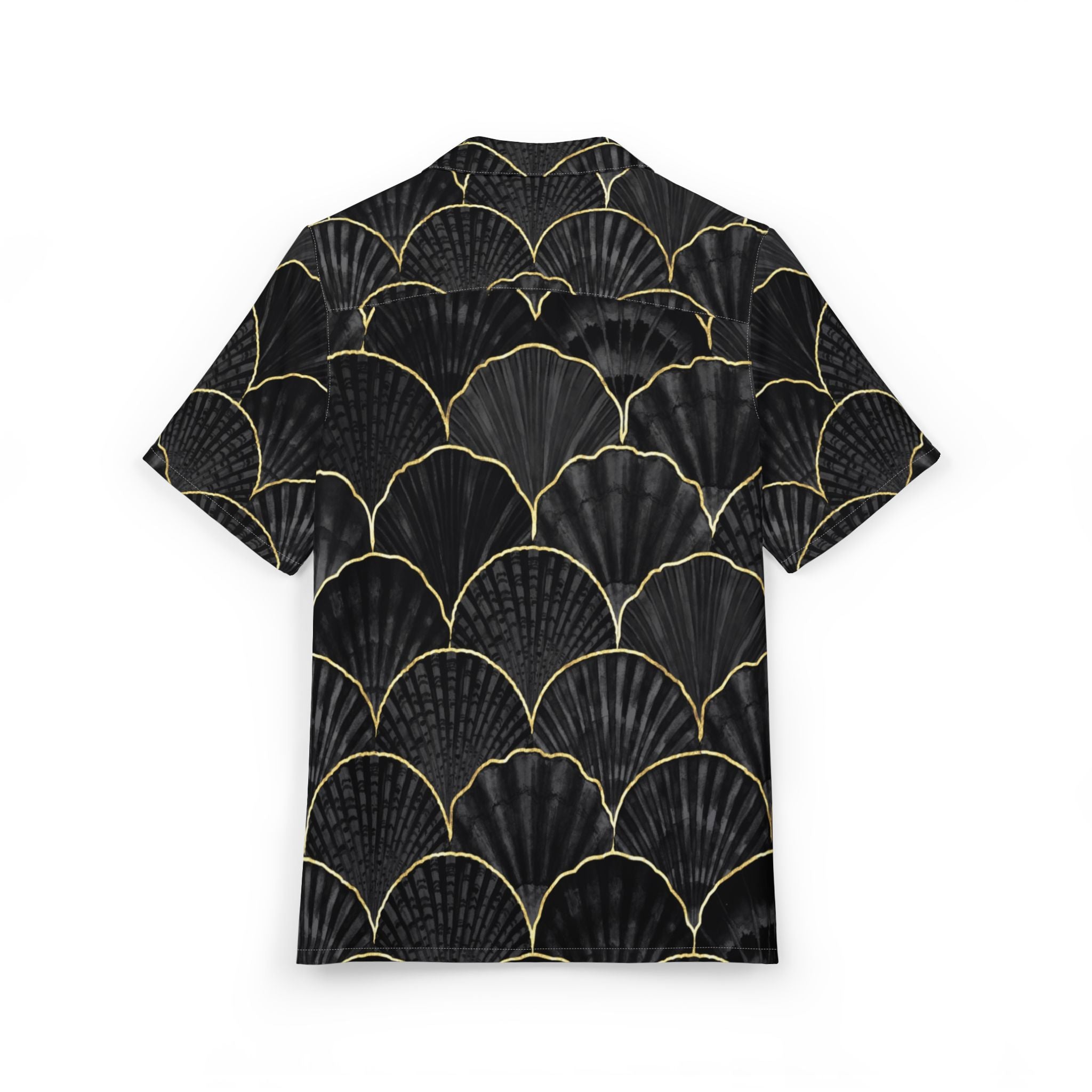 Men's Hawaiian Shirt Marea de abanicos oscuros en un mar dorado