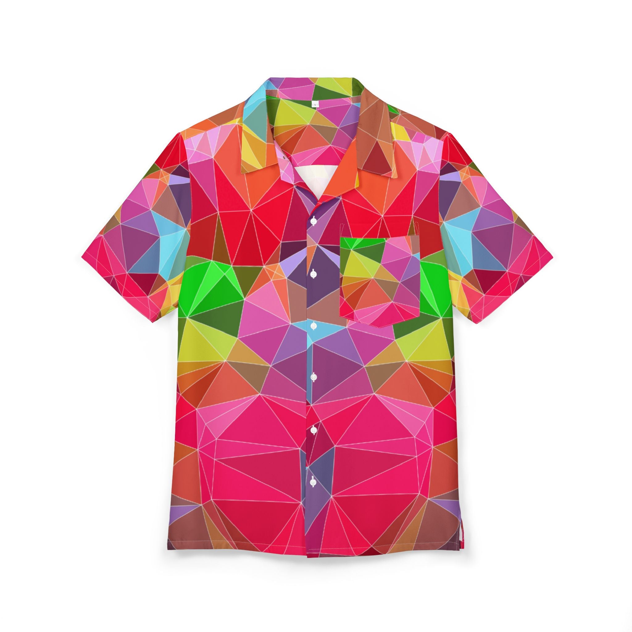 Men's Hawaiian Shirt Fragmentos de Color en Sinfonía Geométrica